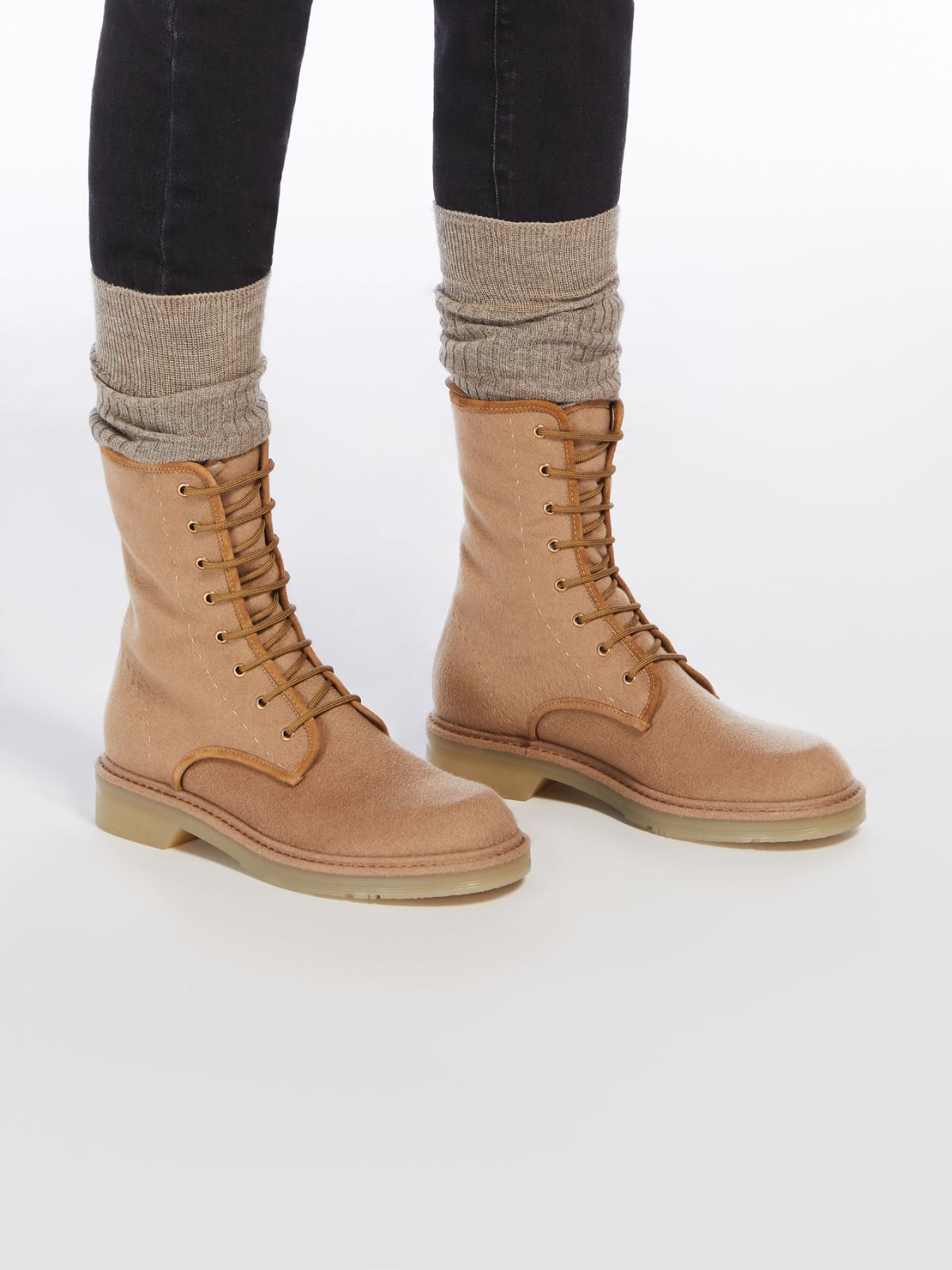 Cashmere combat boots