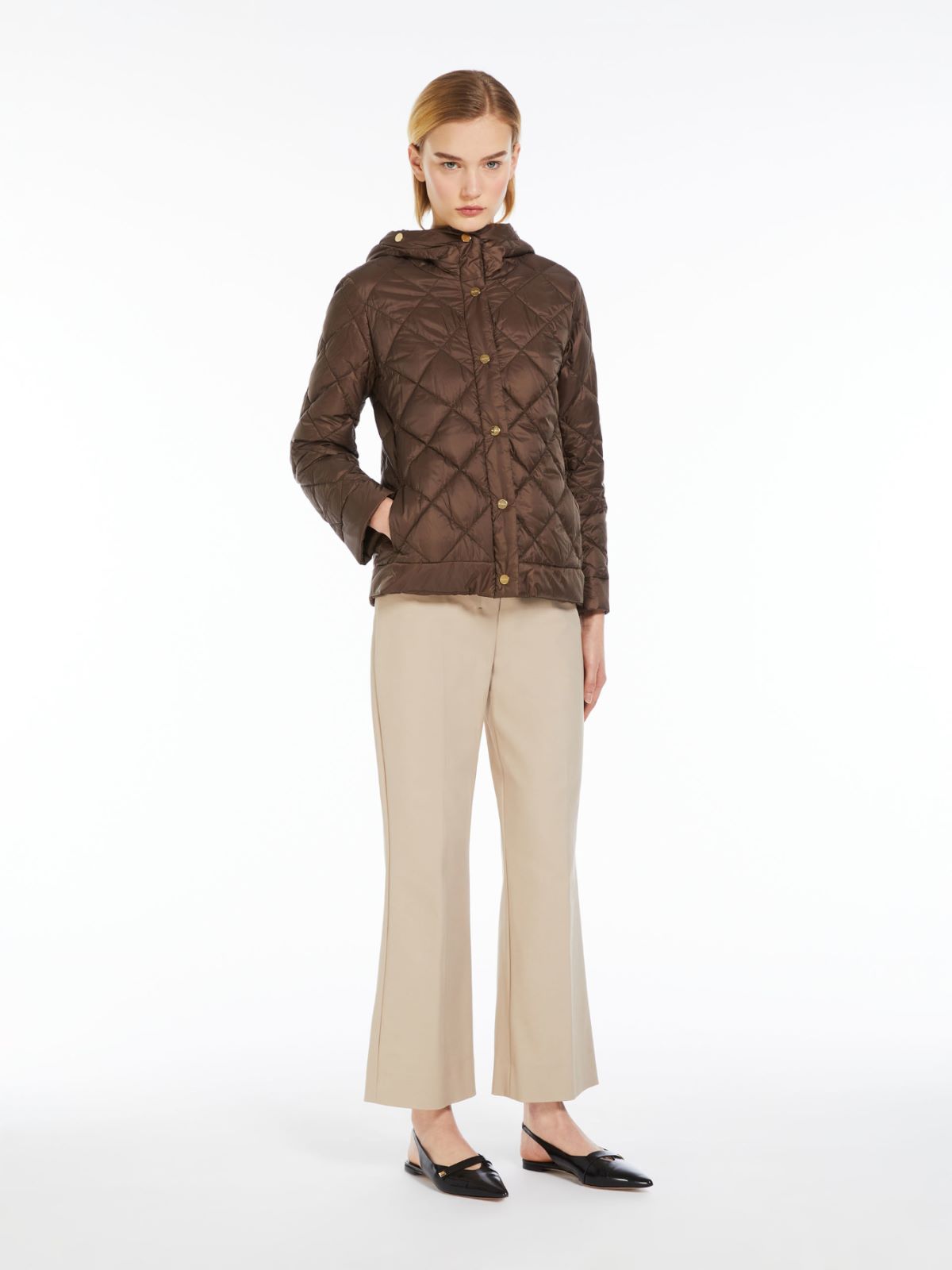 Reversible down jacket in water-resistant canvas