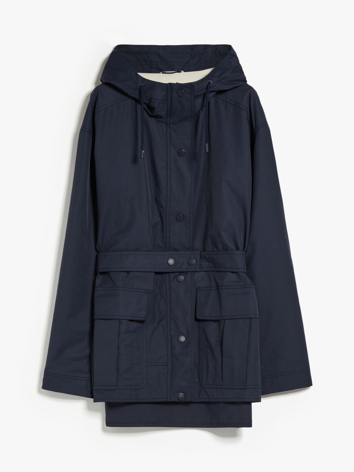 Water-repellent twill hooded jacket