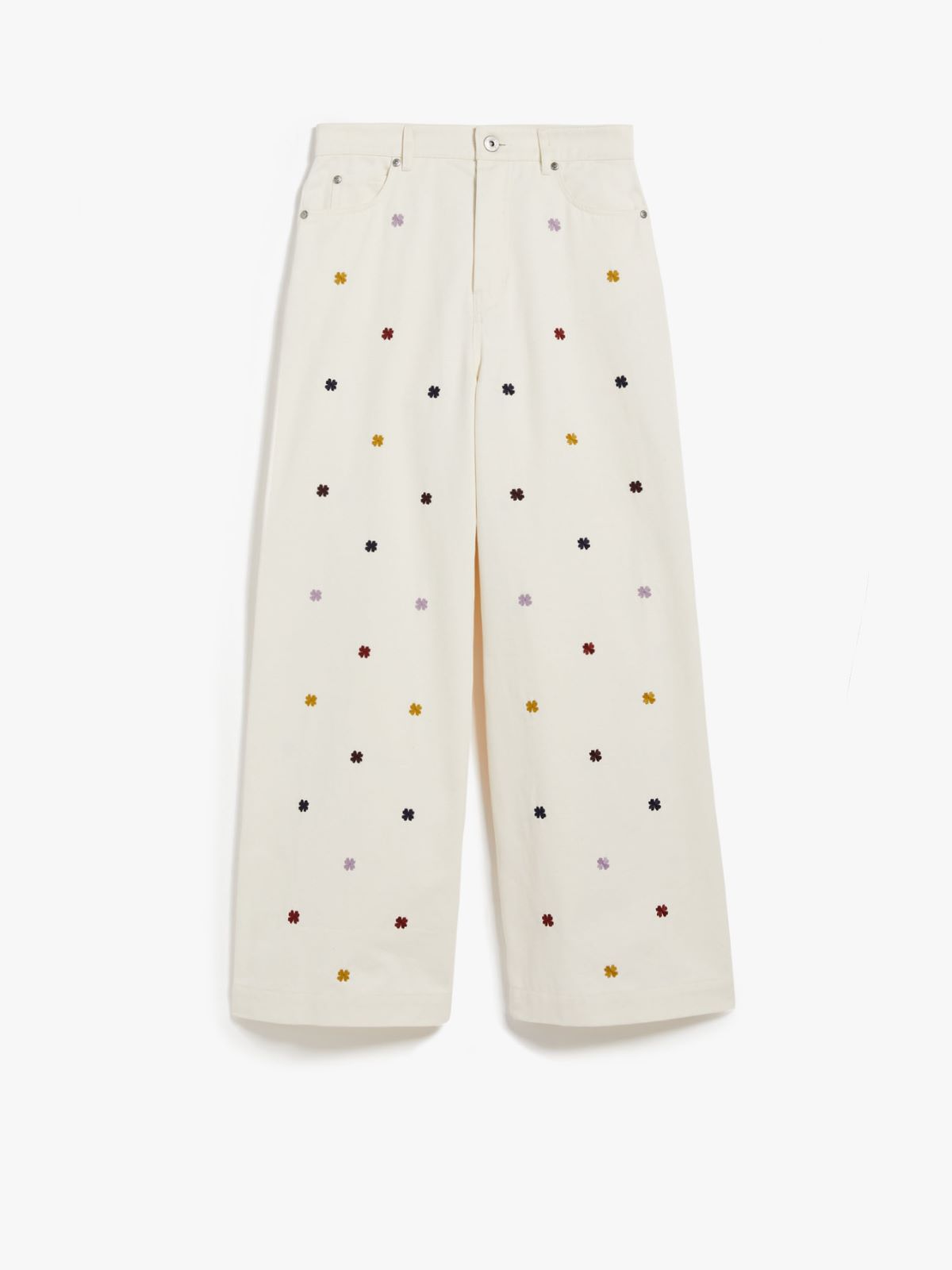 Embroidered cotton trousers