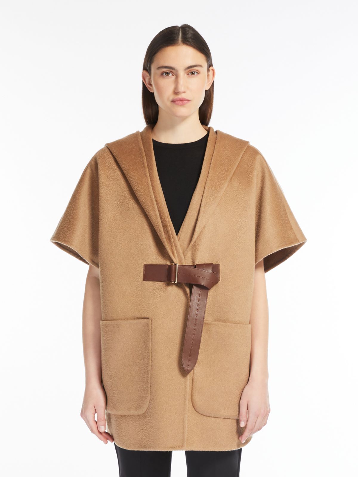 Sable-look cashmere cape