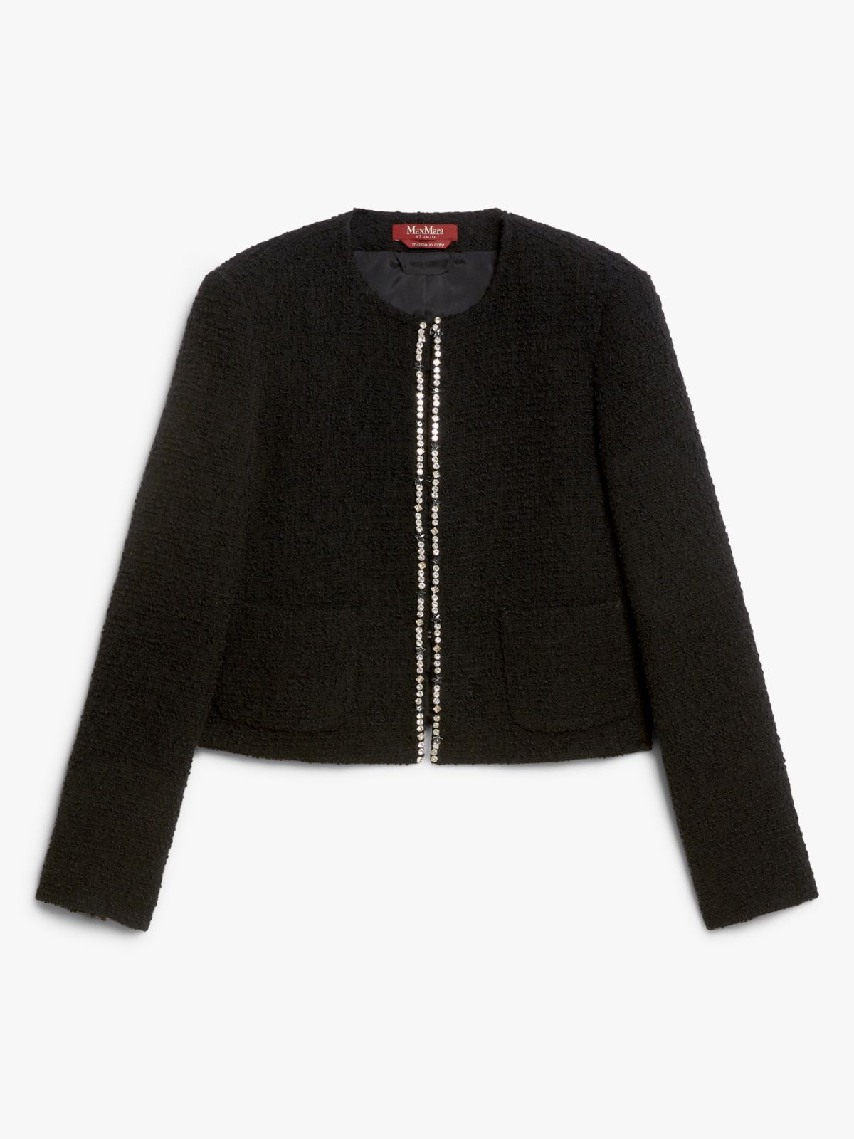 Crew-neck bouclé jacket