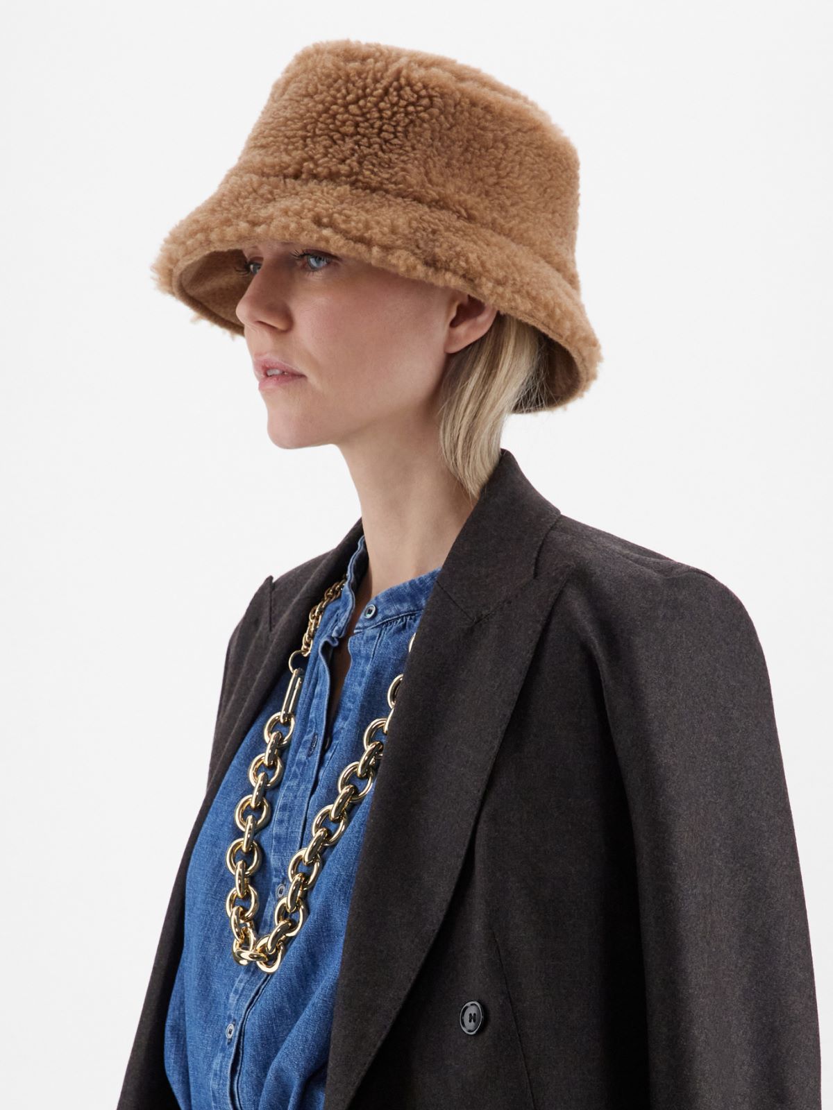 Camel and Teddy fabric cloche hat