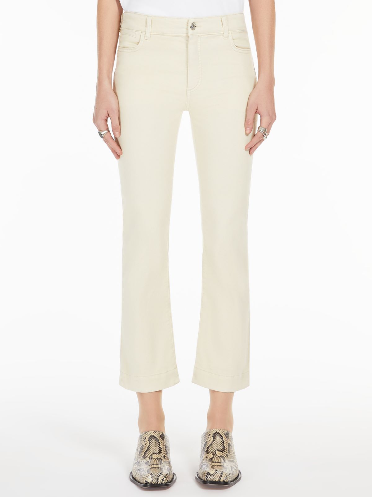 Denim mini flare trousers