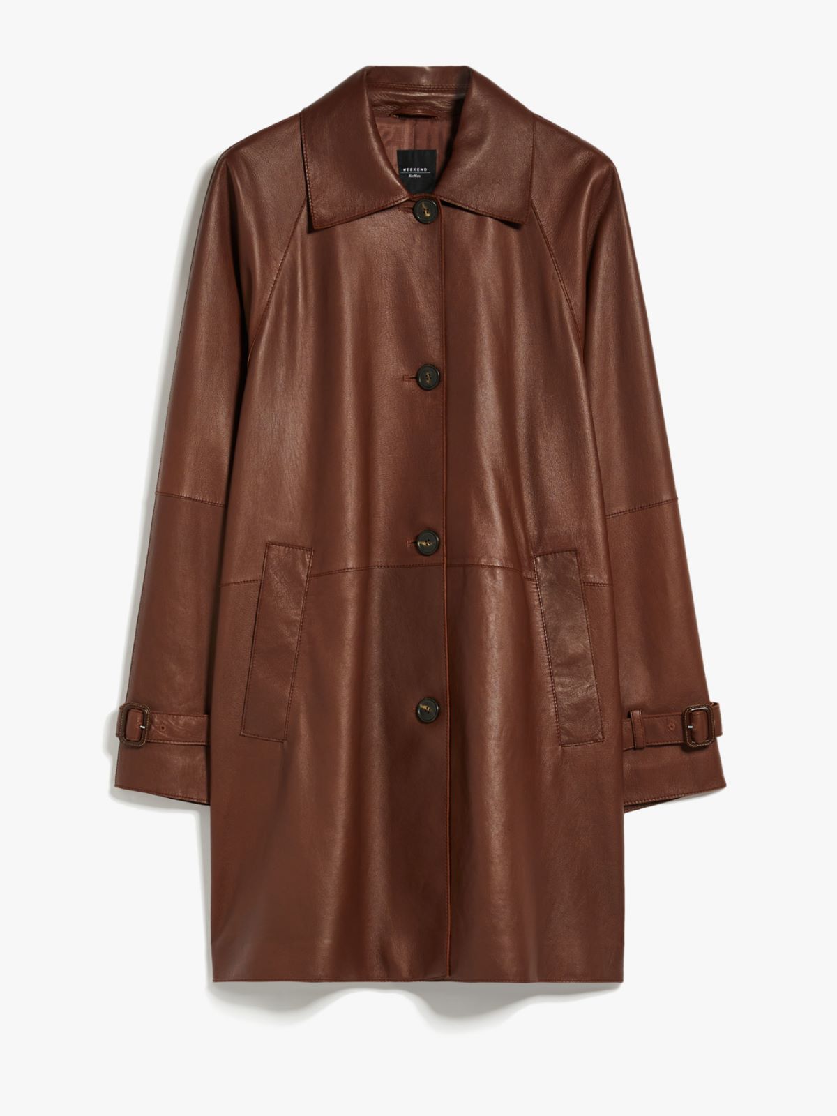 Nappa leather midi duster coat