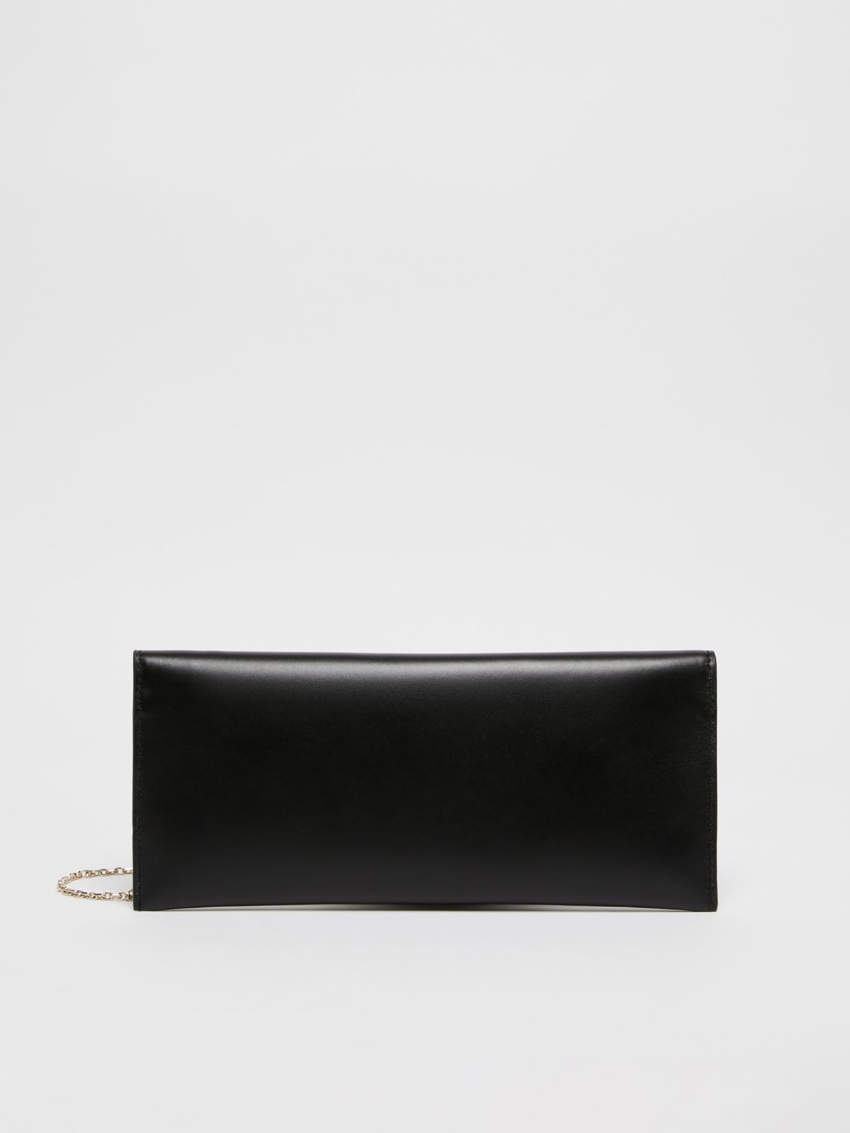 Smooth semi-gloss leather clutch bag