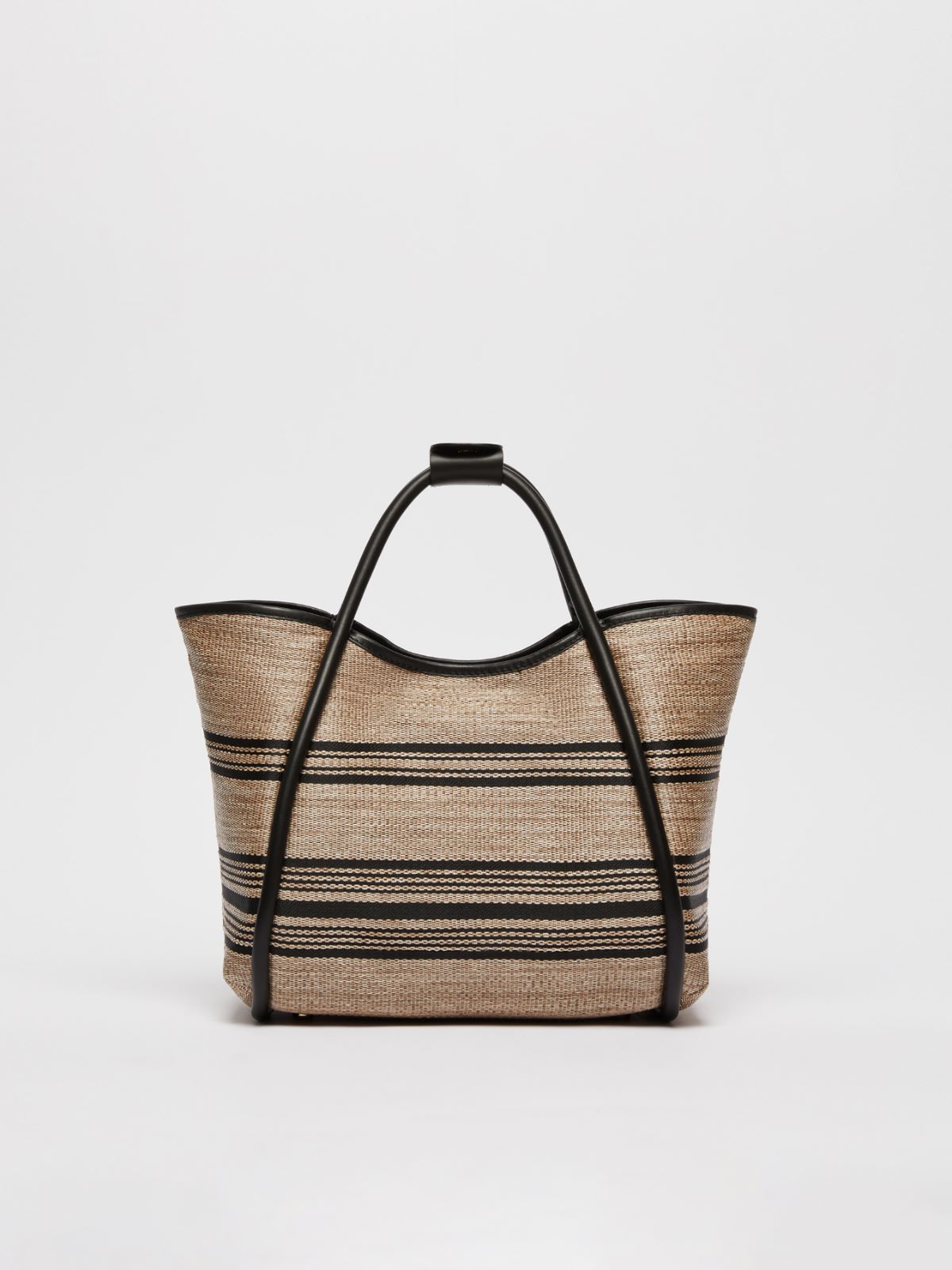Jacquard raffia-effect fabric small Marine bag