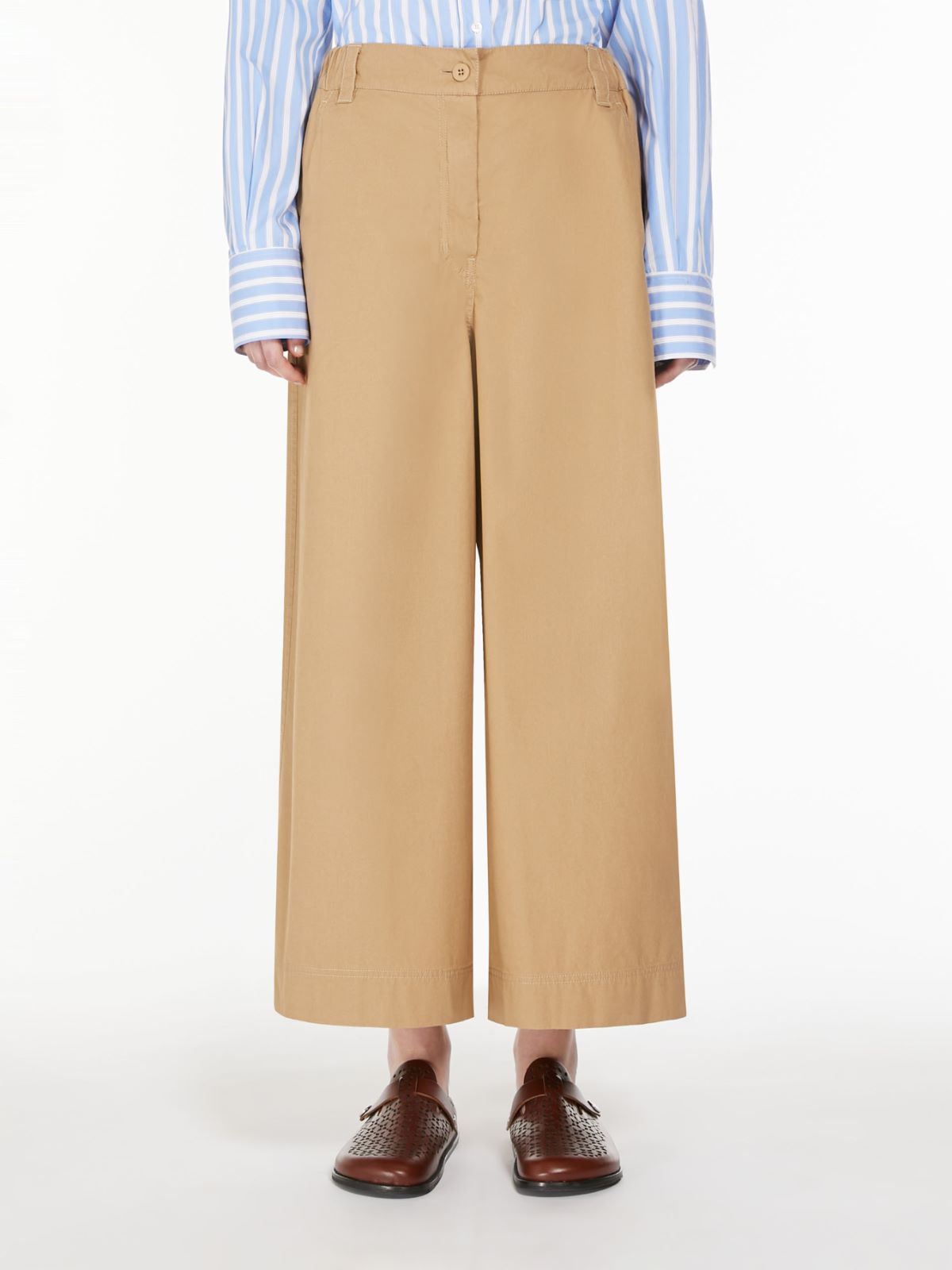 Wide-fit cotton canvas trousers