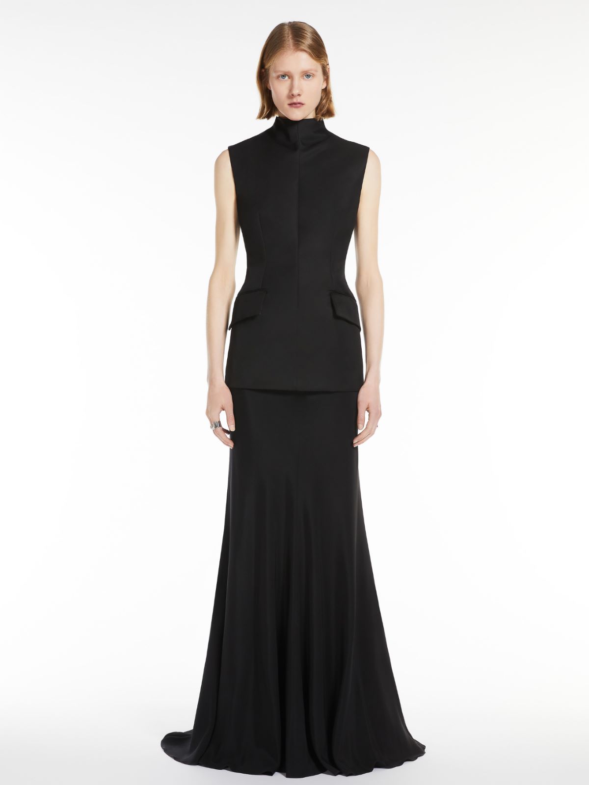 Long bi-material dress