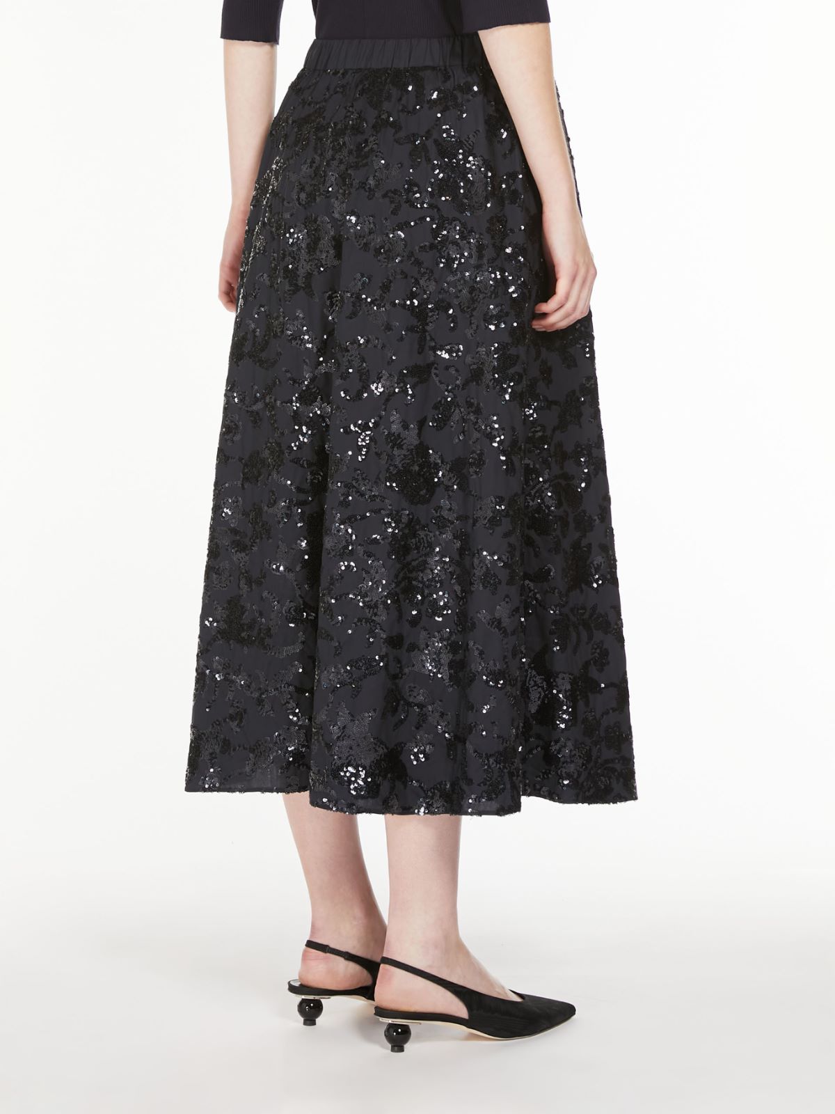 Wide cotton skirt with sequins