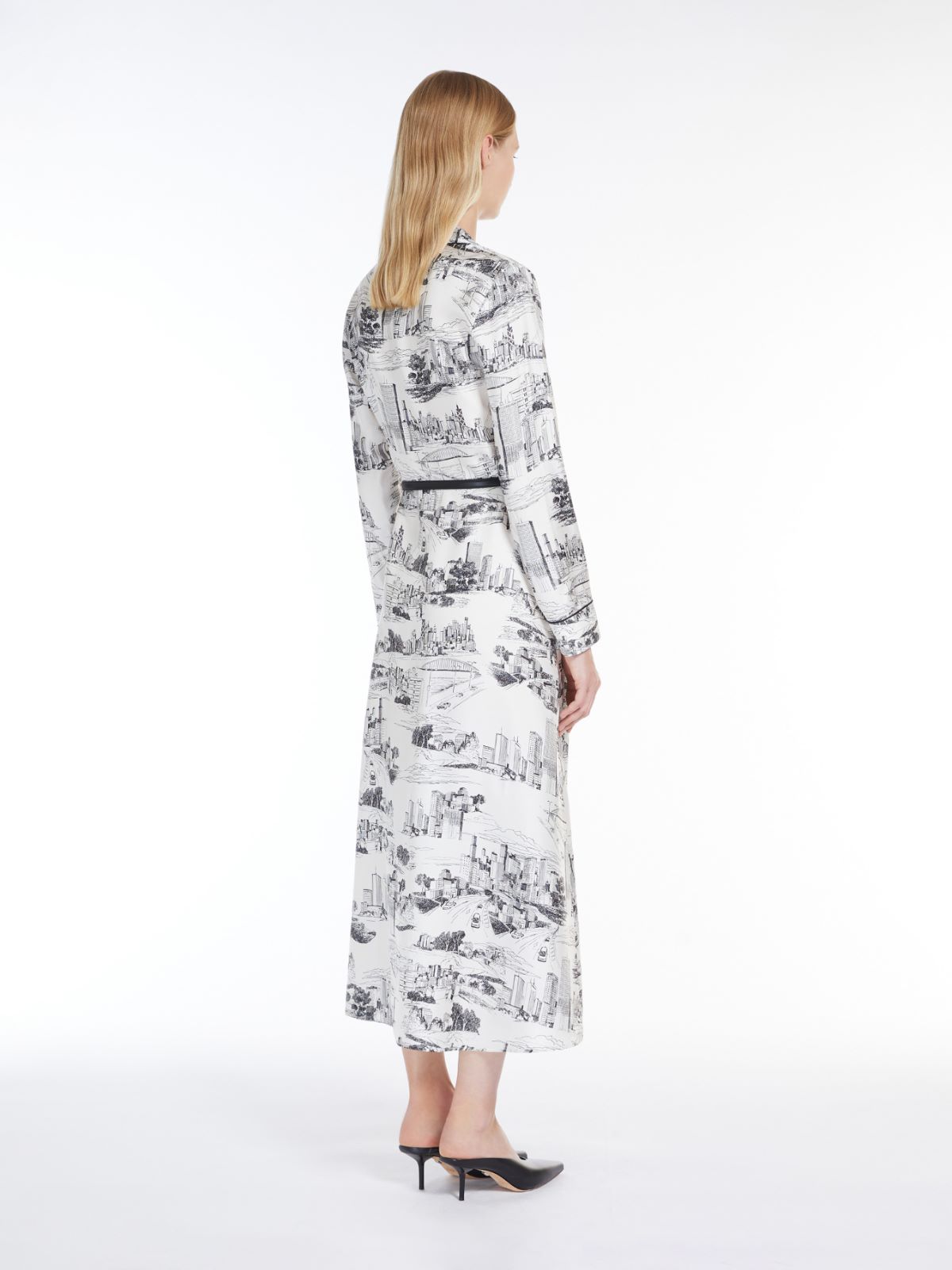 Printed silk duster dress