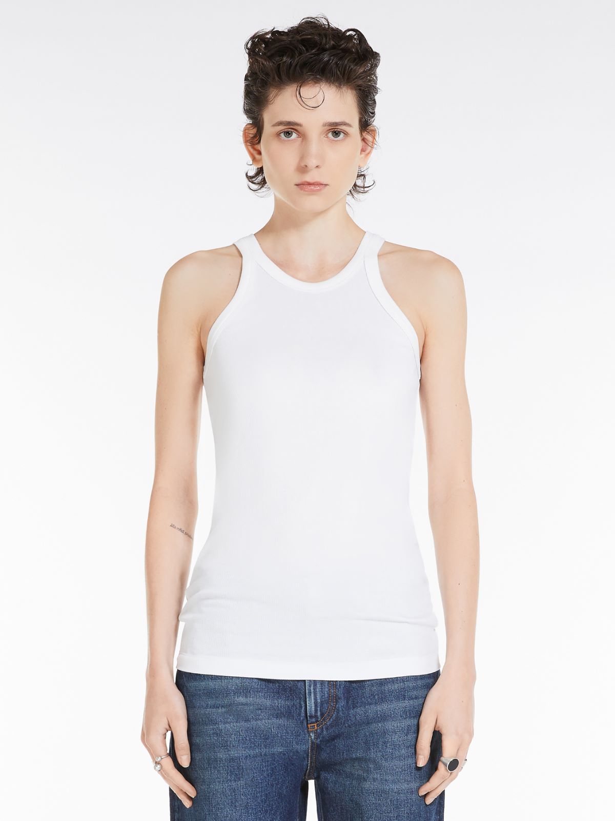 Silk-blend jersey vest top