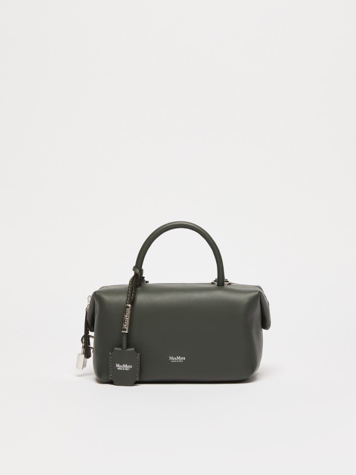 Small shiny leather satchel bag