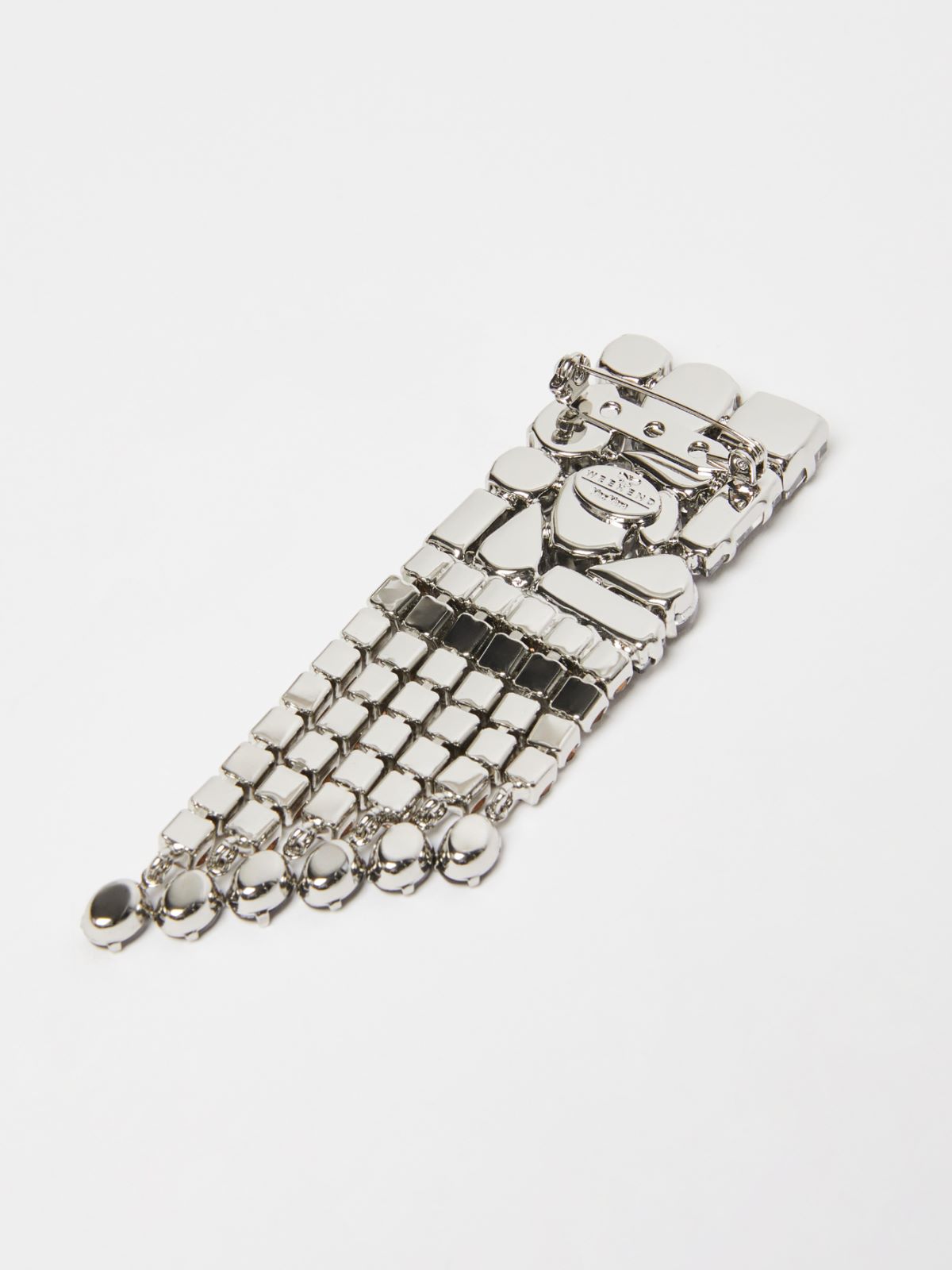 Metal and rhinestone brooch