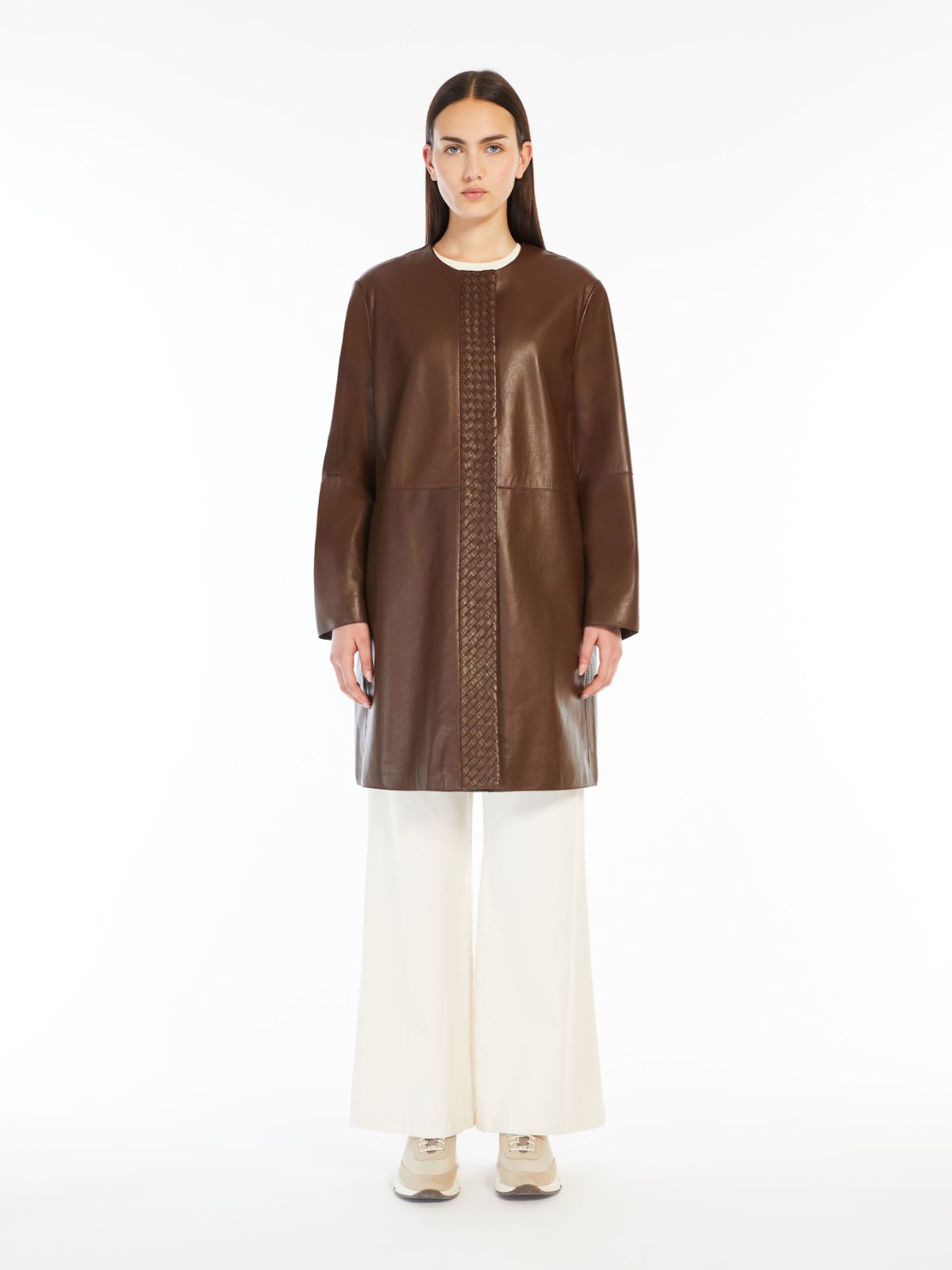 Nappa leather duster coat