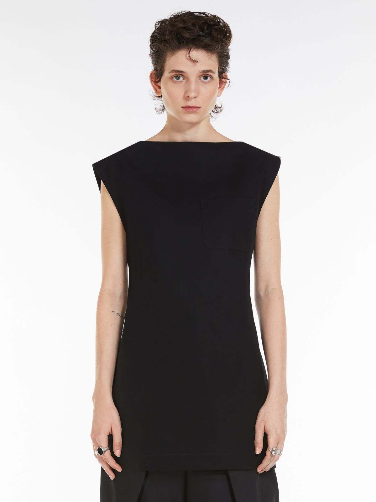 Sleeveless waterproof gabardine tunic