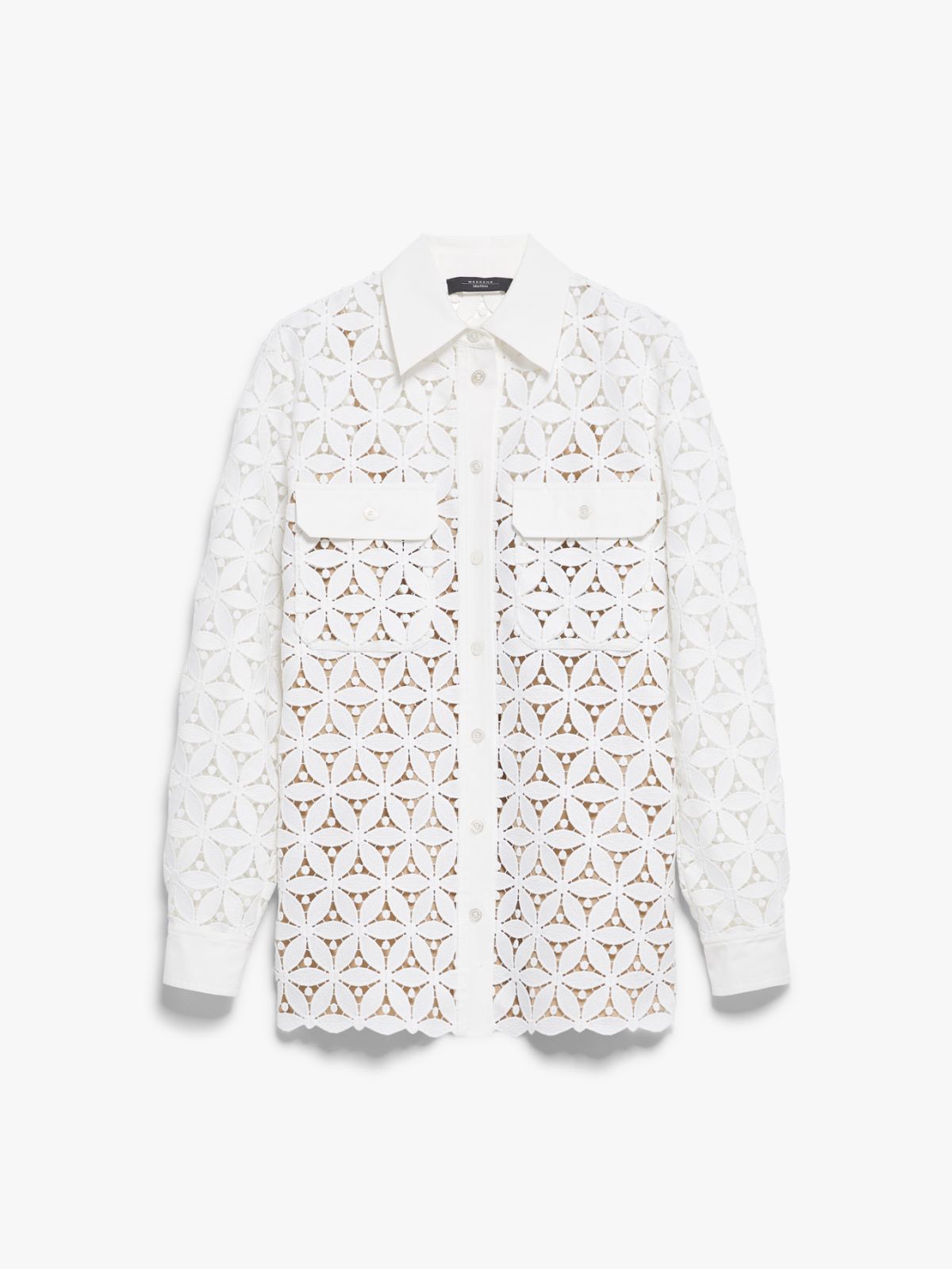 Macramé and poplin shirt