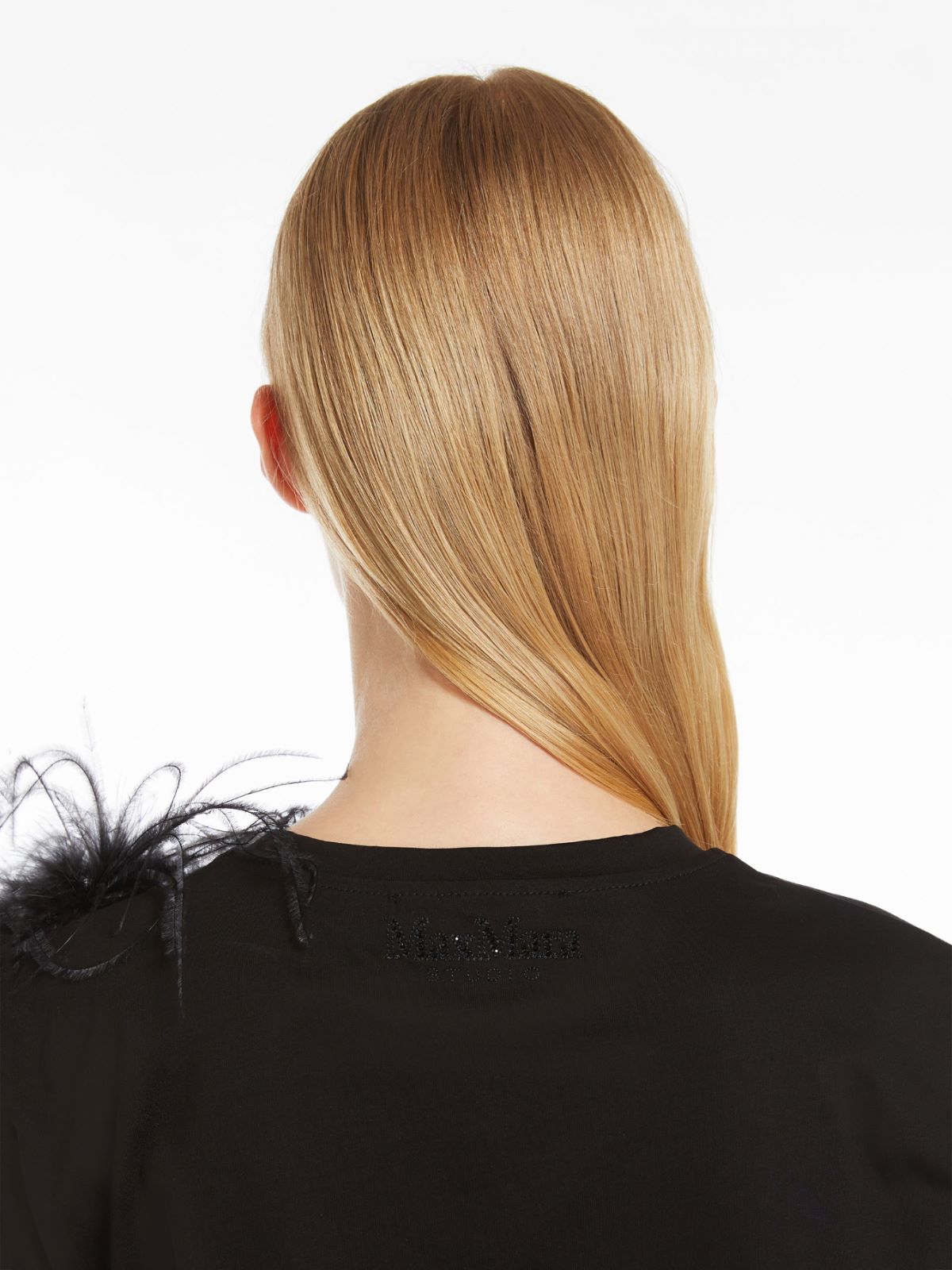 Feather-detail jersey T-shirt