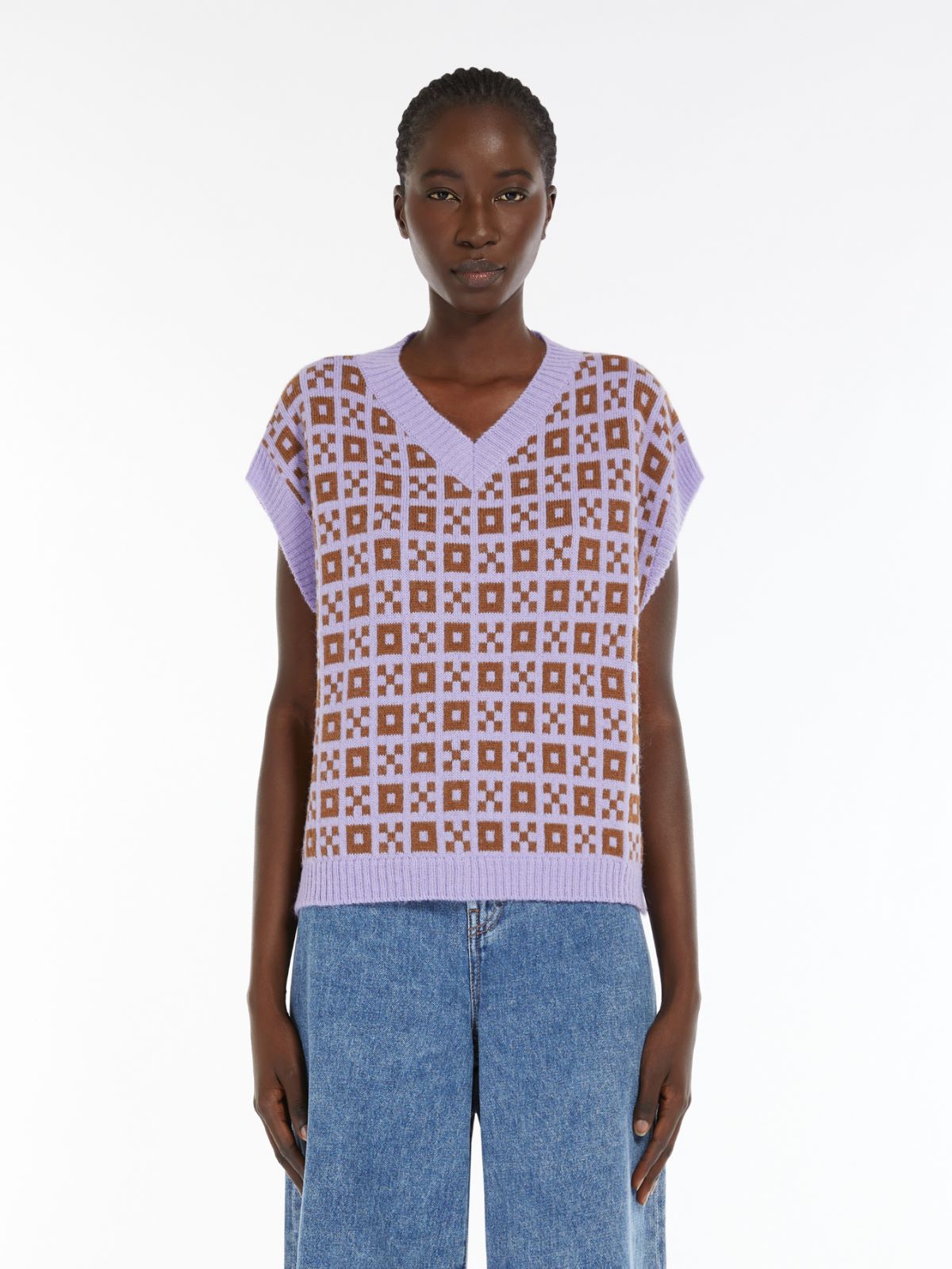 Jacquard alpaca and wool gilet