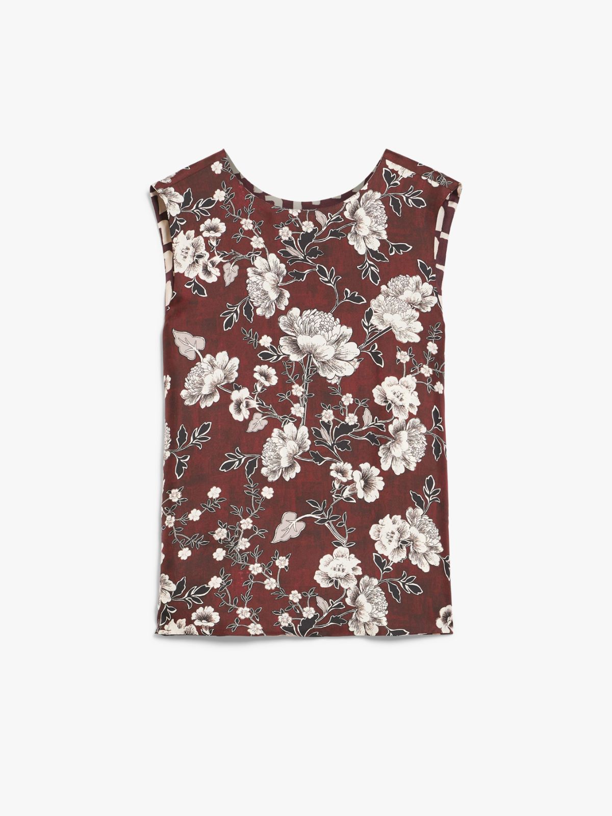 Reversible top in printed silk