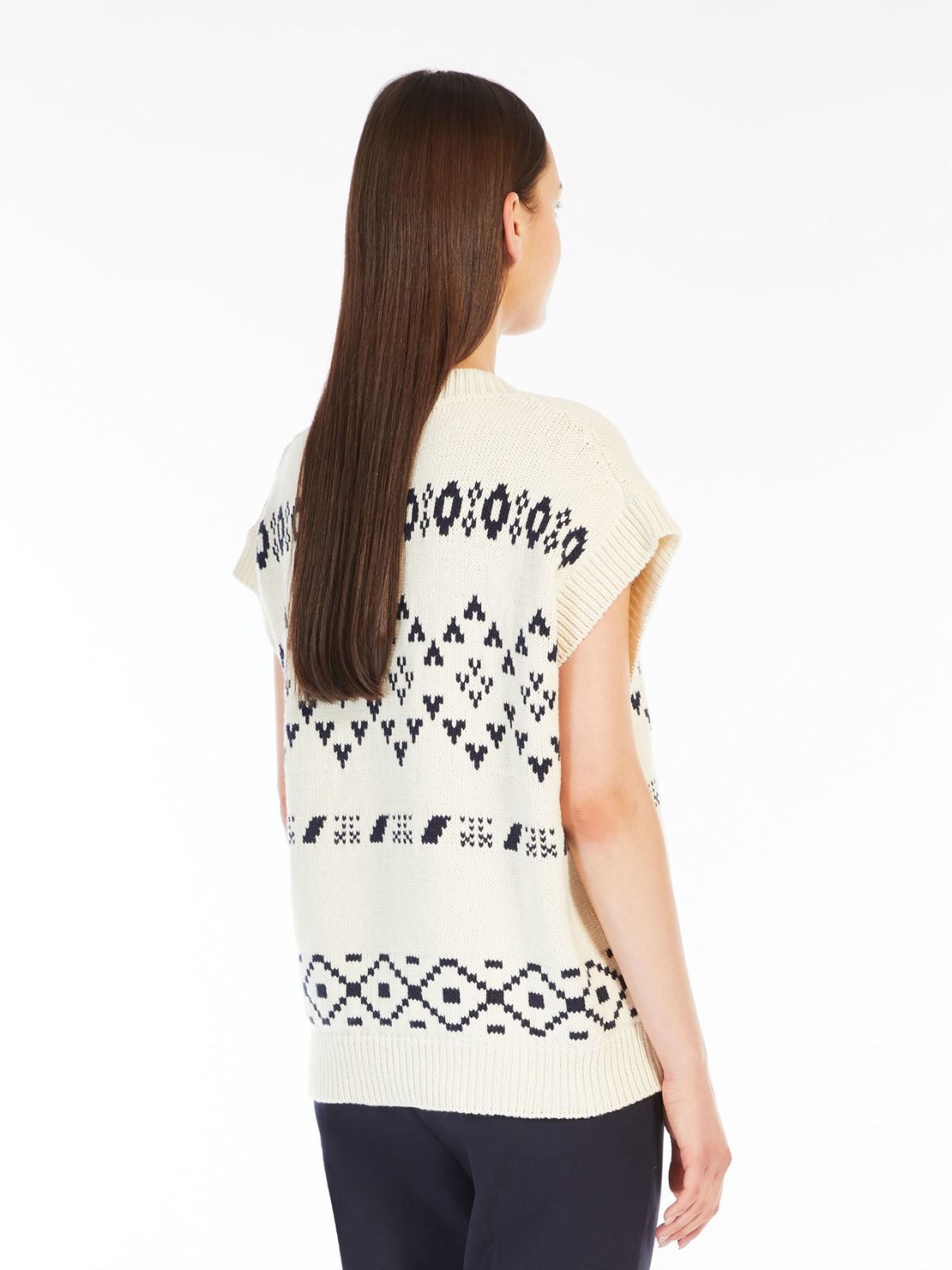 Oversized jacquard cotton gilet