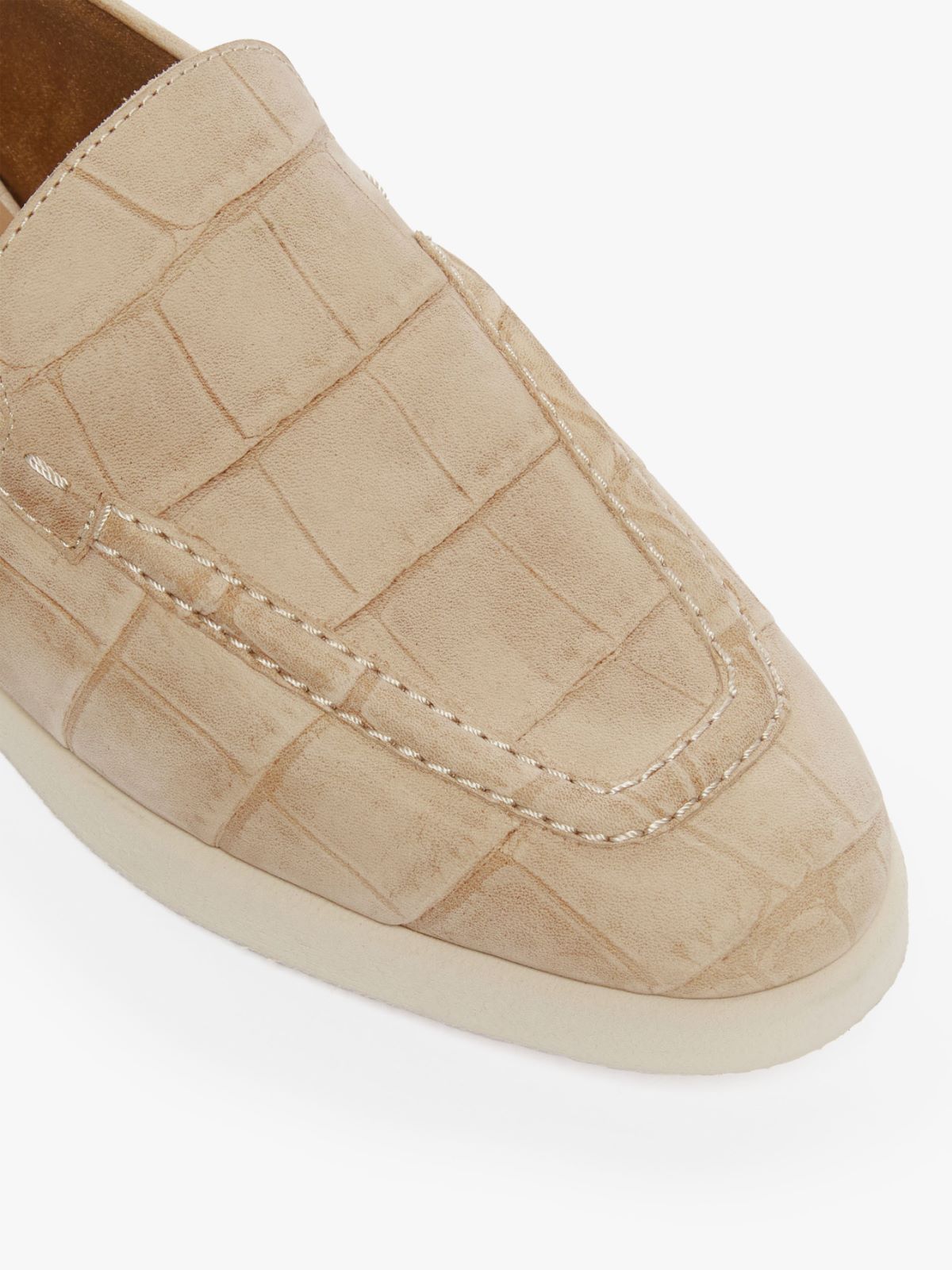 Crocodile-embossed leather loafers