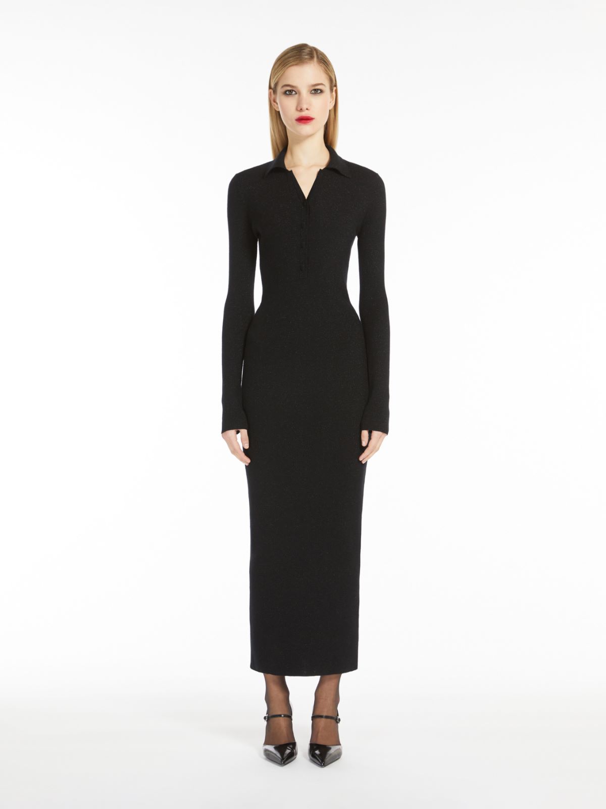 Fitted dress in wool and lurex