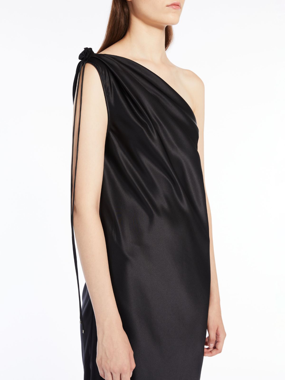 One-shoulder dress in silk satin