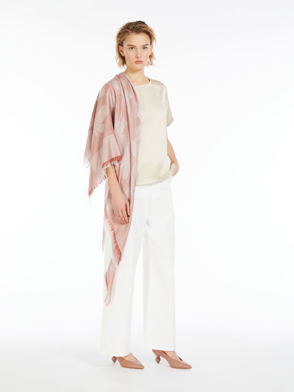 Technical satin and jersey T-shirt