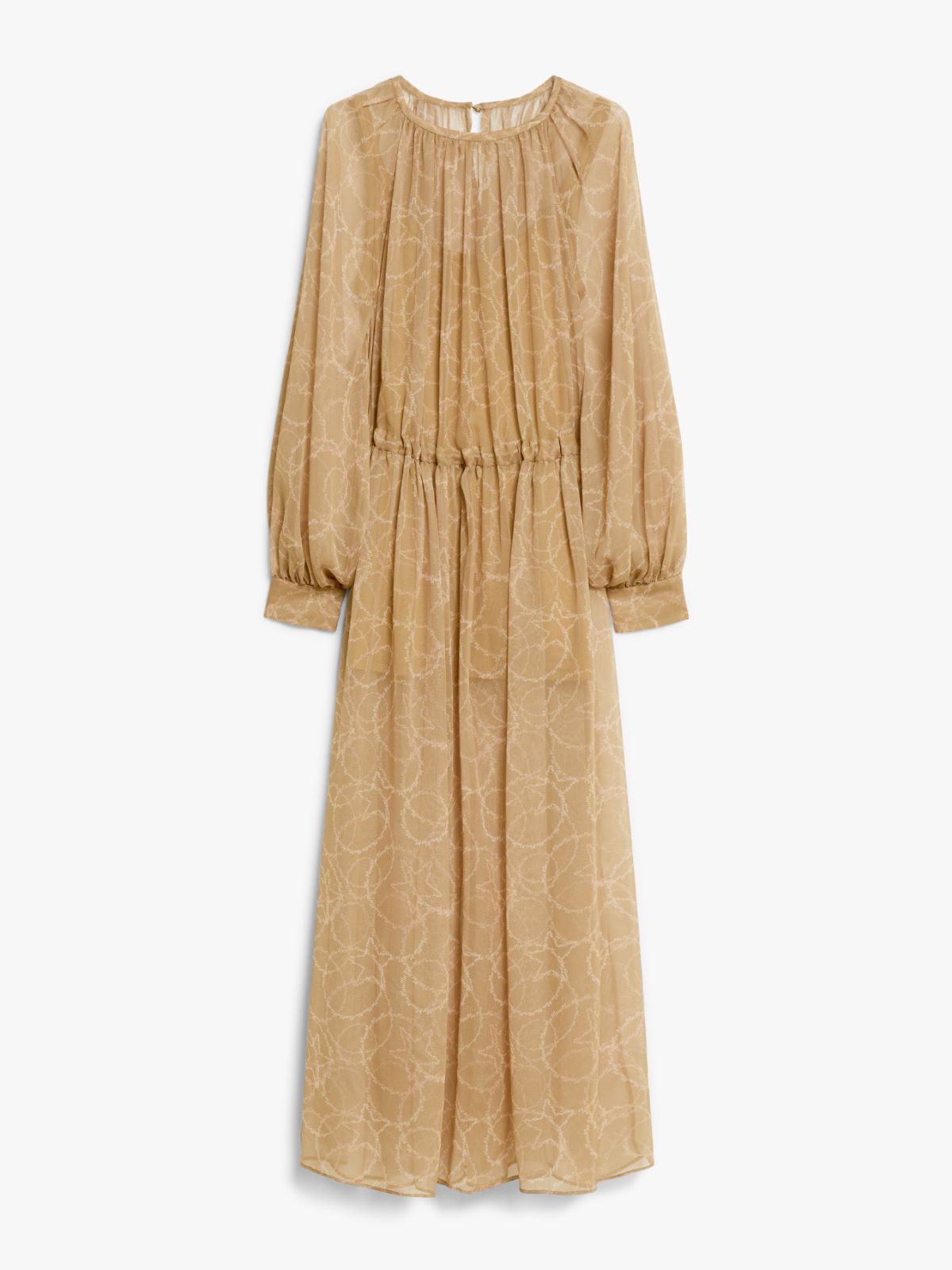 Printed silk dress with drawstring