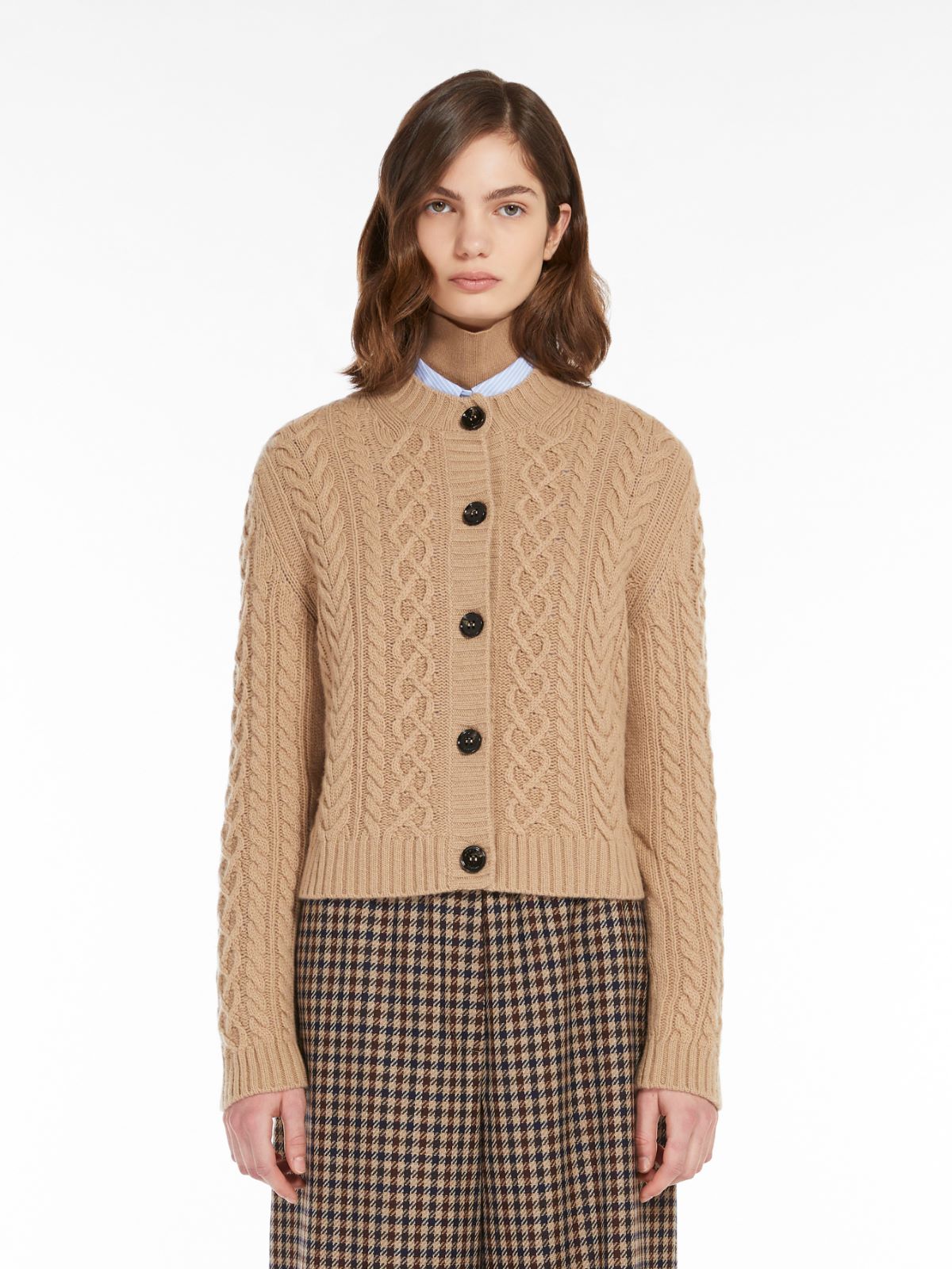 Cable-knit wool cardigan