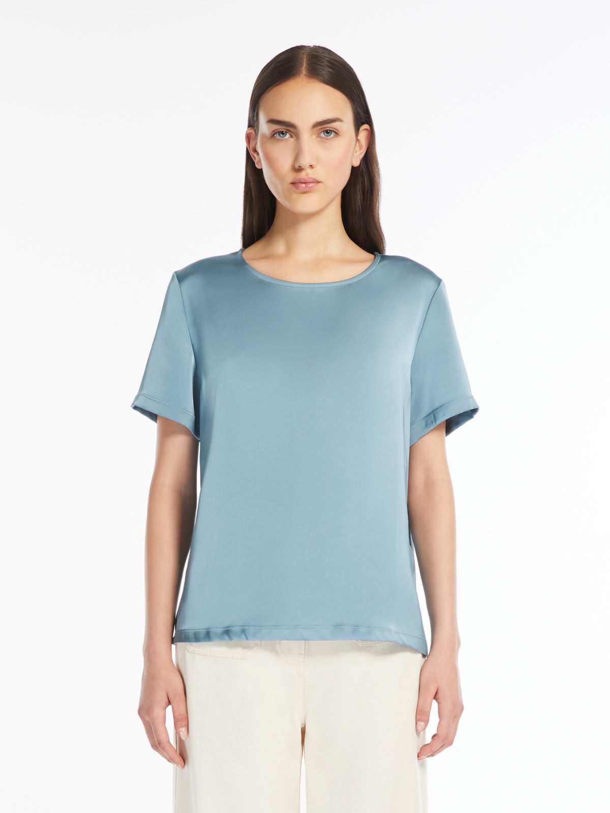 Satin and jersey T-shirt