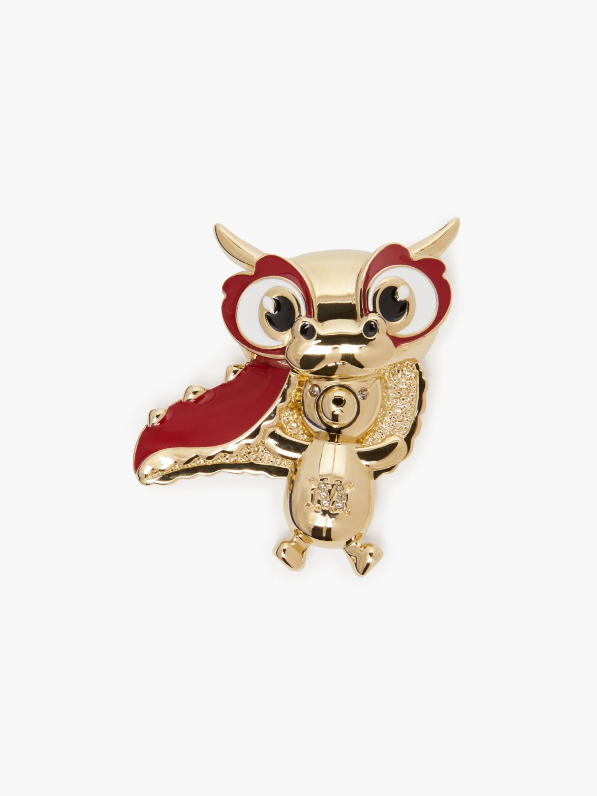 Metal teddy bear brooch with dragon