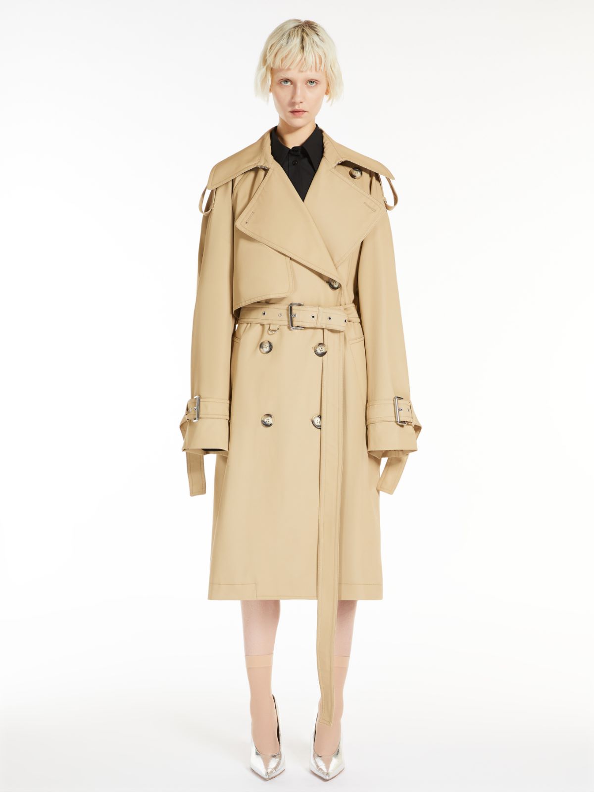 Cotton gabardine trench coat