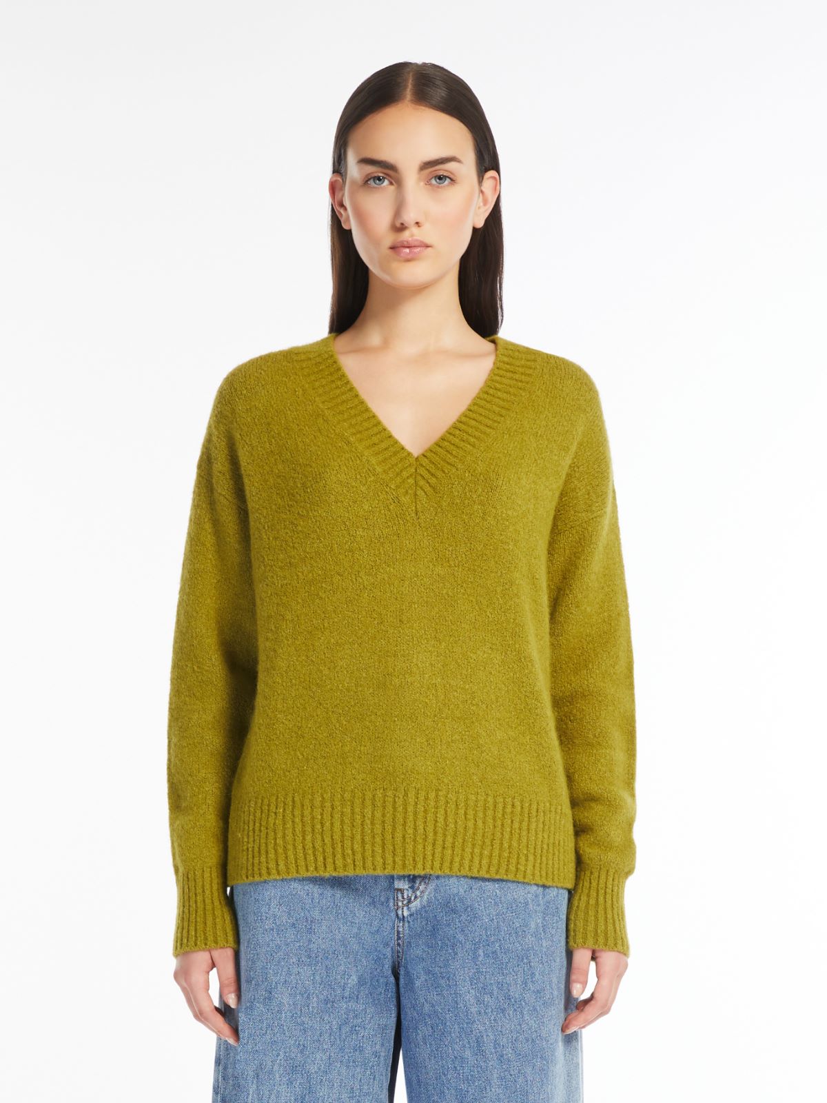 Alpaca and cotton V-neck sweater