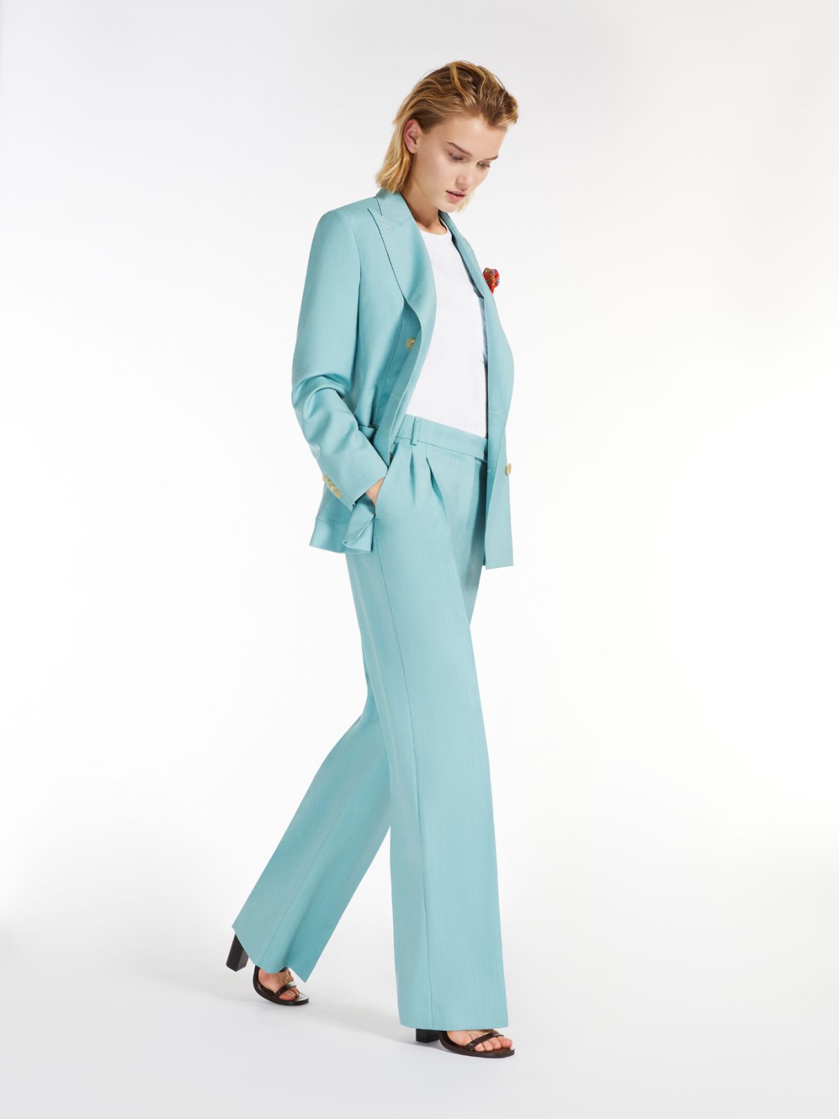 Wool, silk and mohair wide-leg trousers