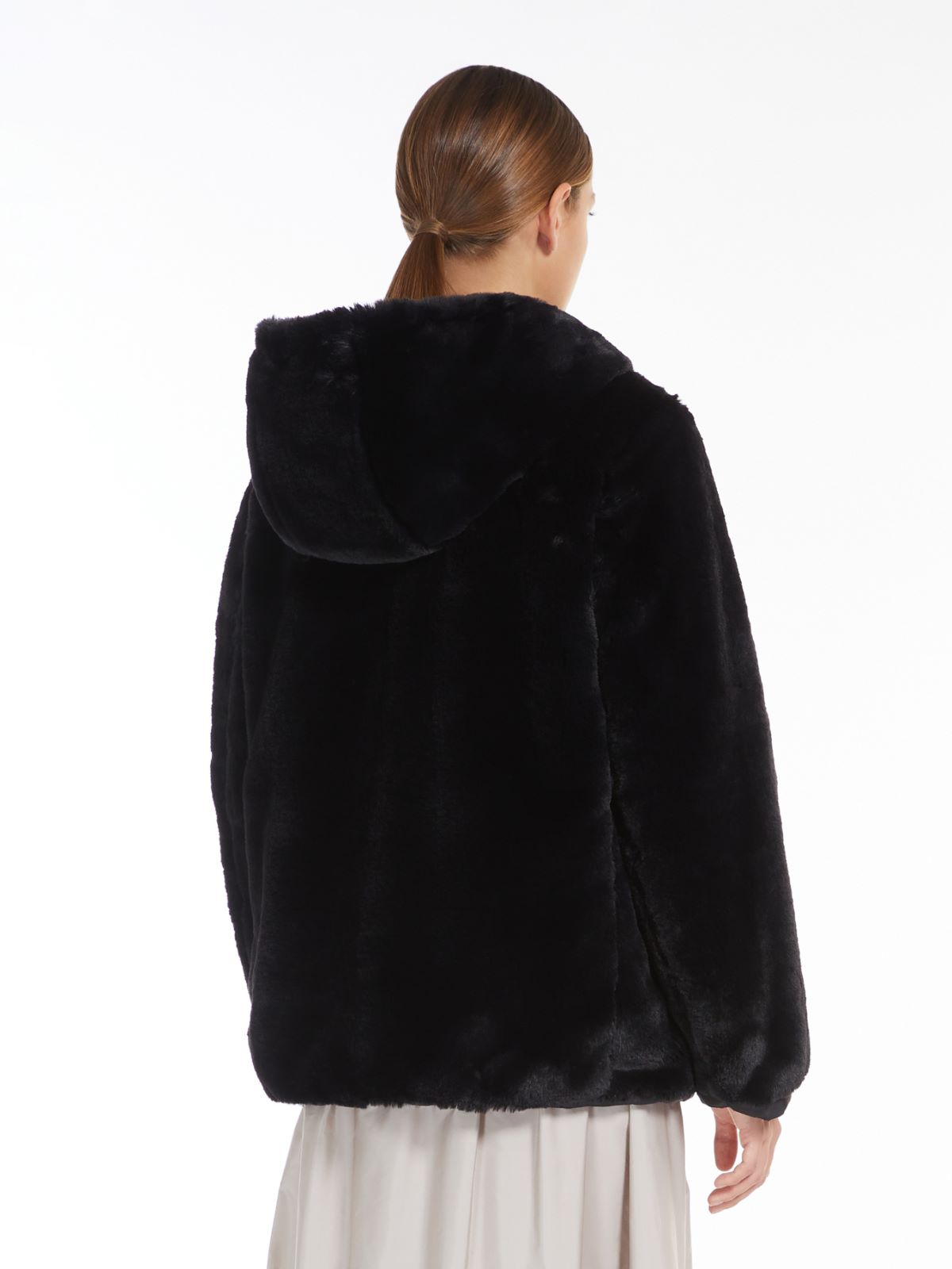 Reversible technical canvas cropped sweatshirt