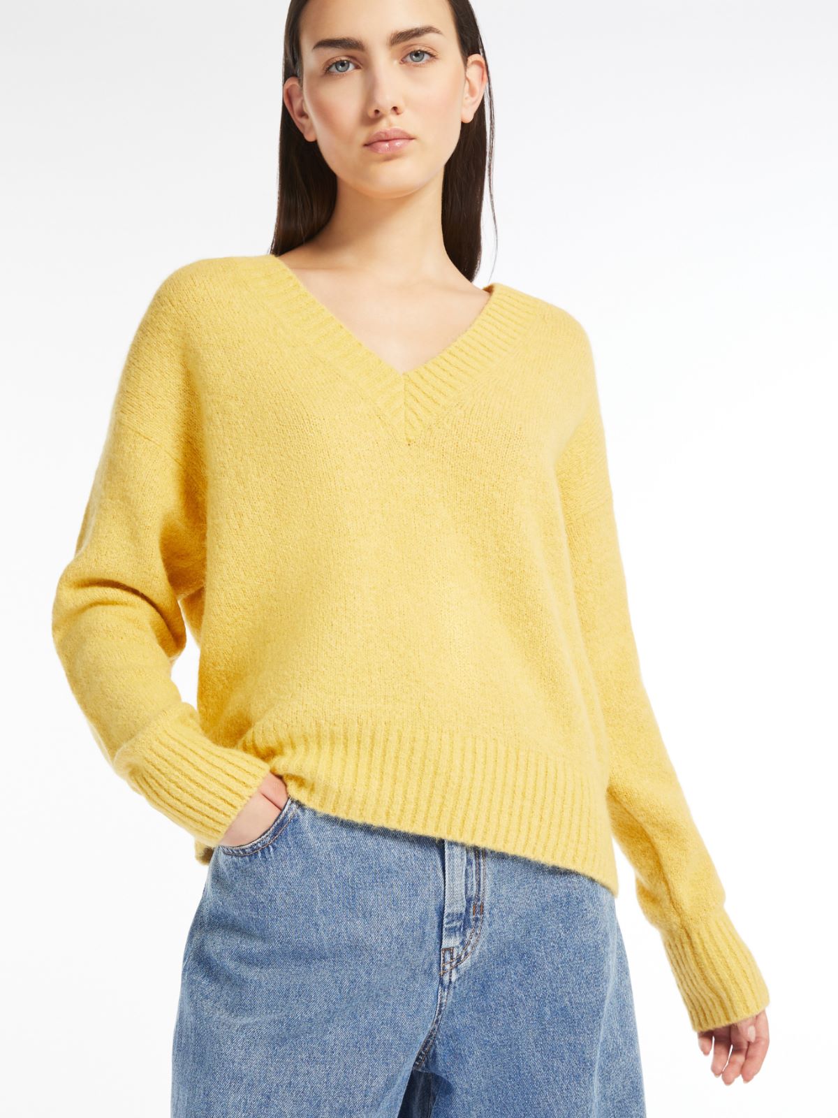 Alpaca and cotton V-neck sweater