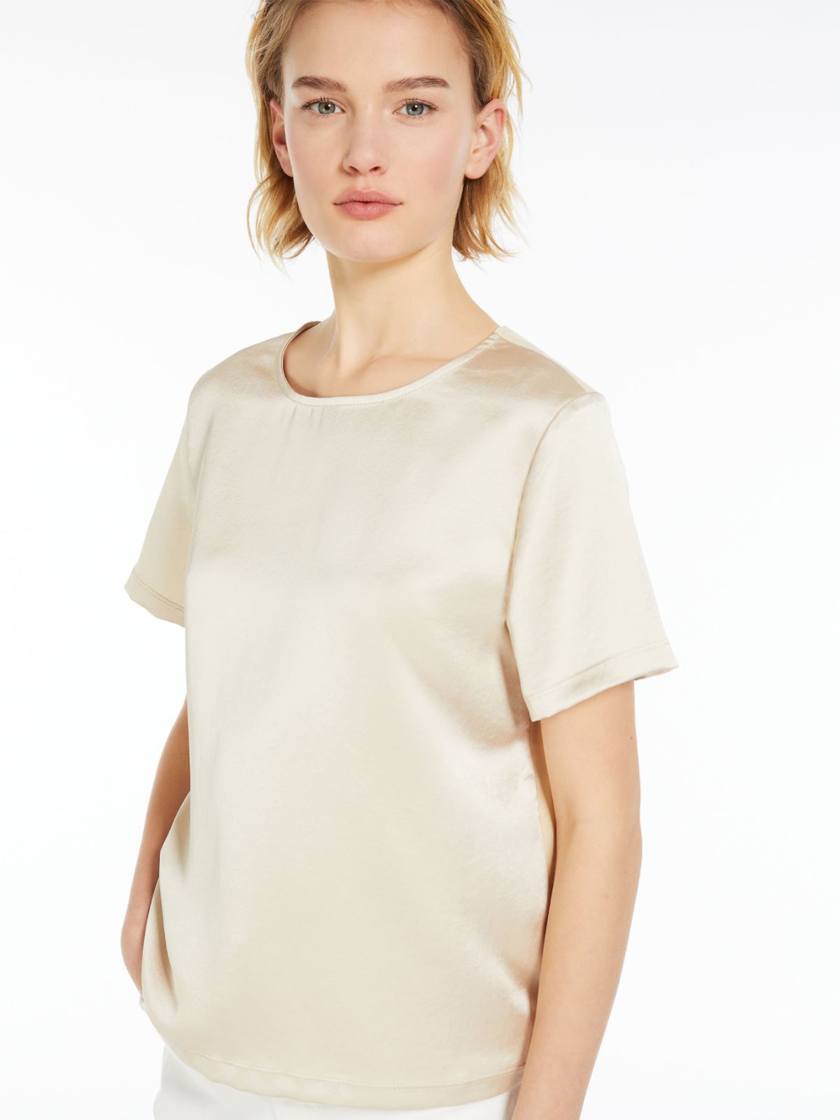 Technical satin and jersey T-shirt