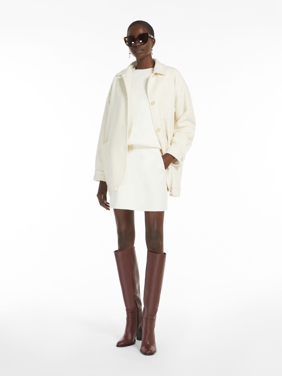 Wool jersey and cashmere mini skirt