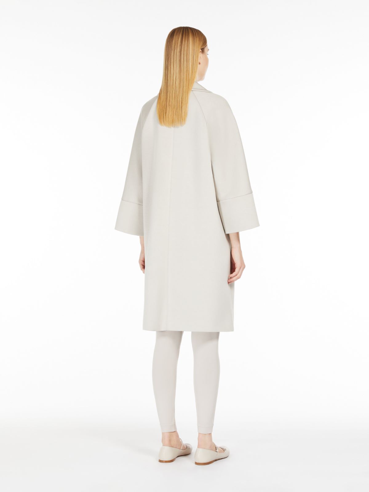 Double-breasted coat in scuba jersey