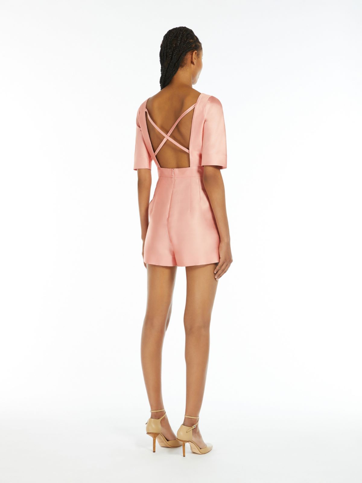 Silk blend shantung jumpsuit