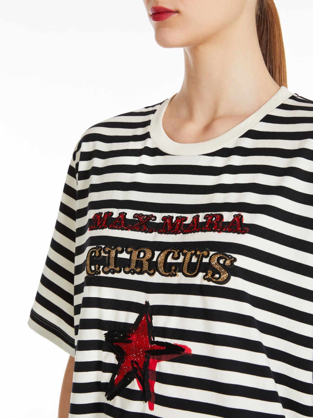 Oversized striped cotton T-shirt