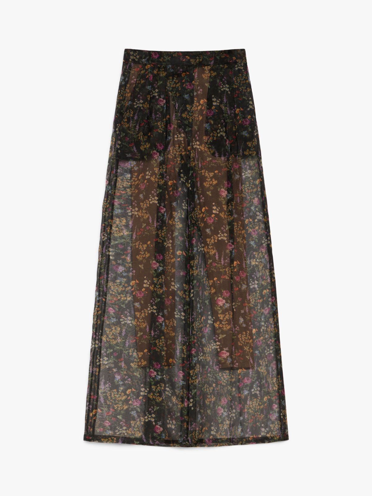 Wide leg trousers in printed organza