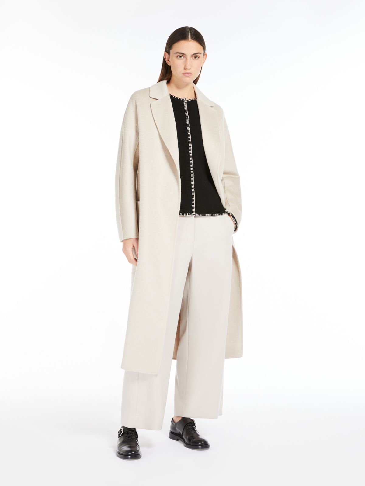 Cashmere and wool wrap coat