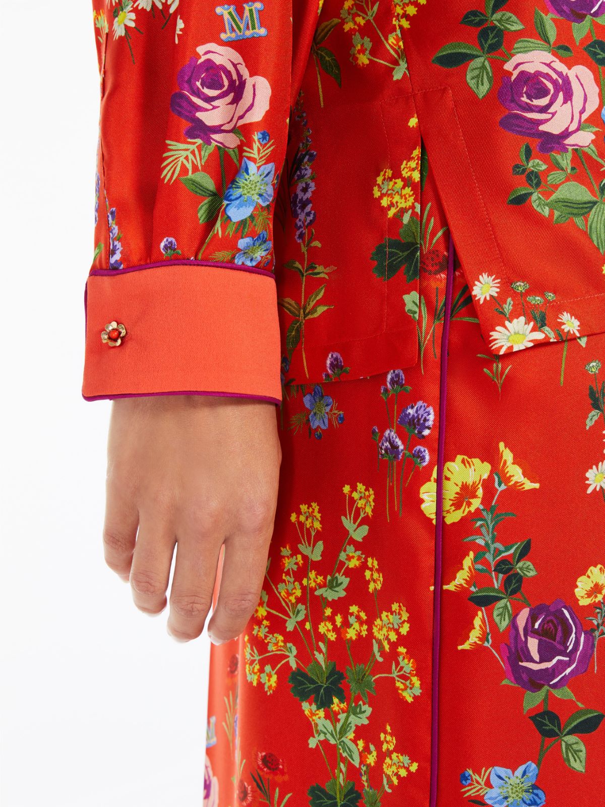 Printed silk pyjama-style shirt