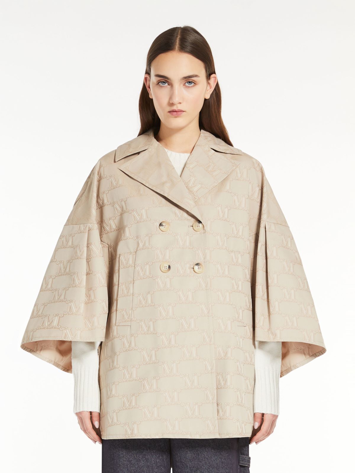 Cloak in jacquard gabardine