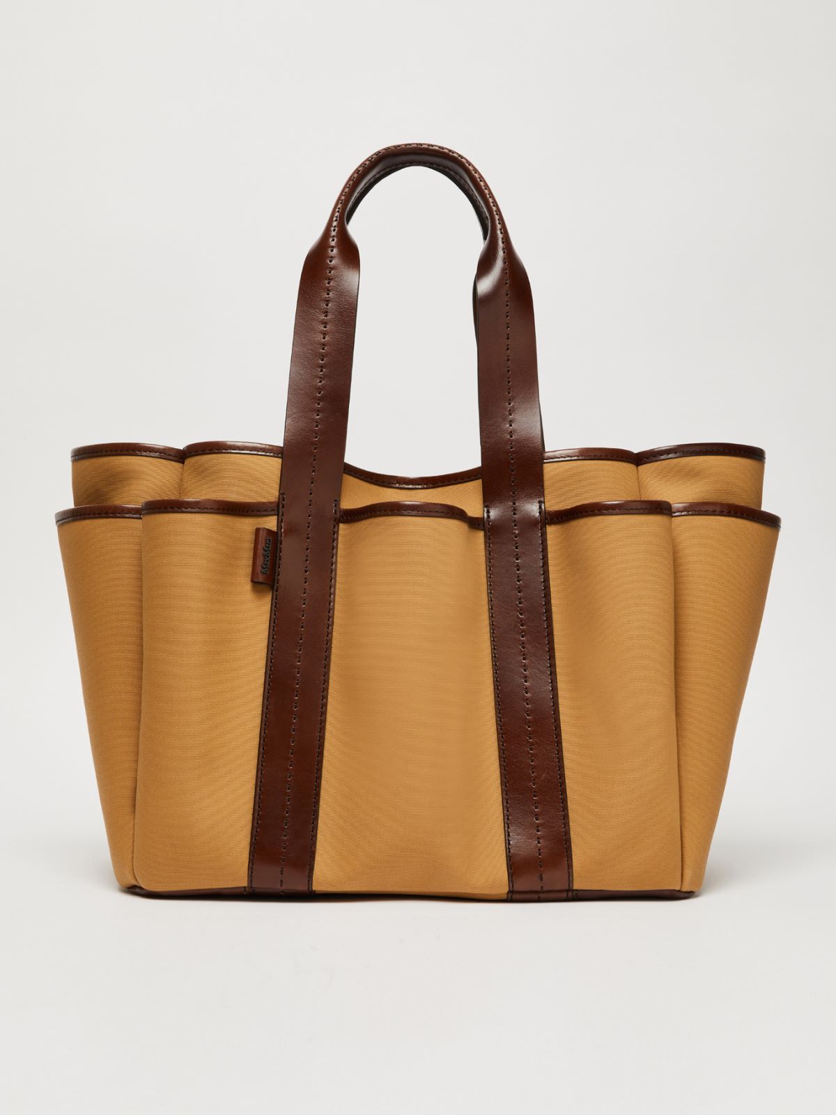 Canvas and leather Giardiniera tote bag