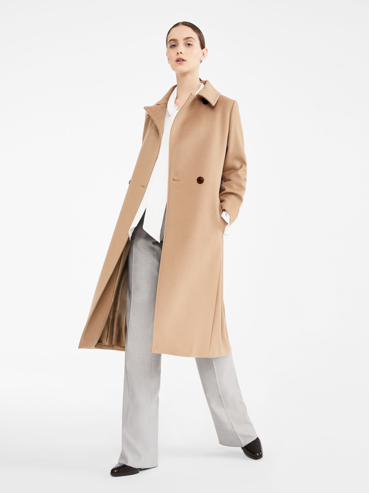 Wool robe-style coat