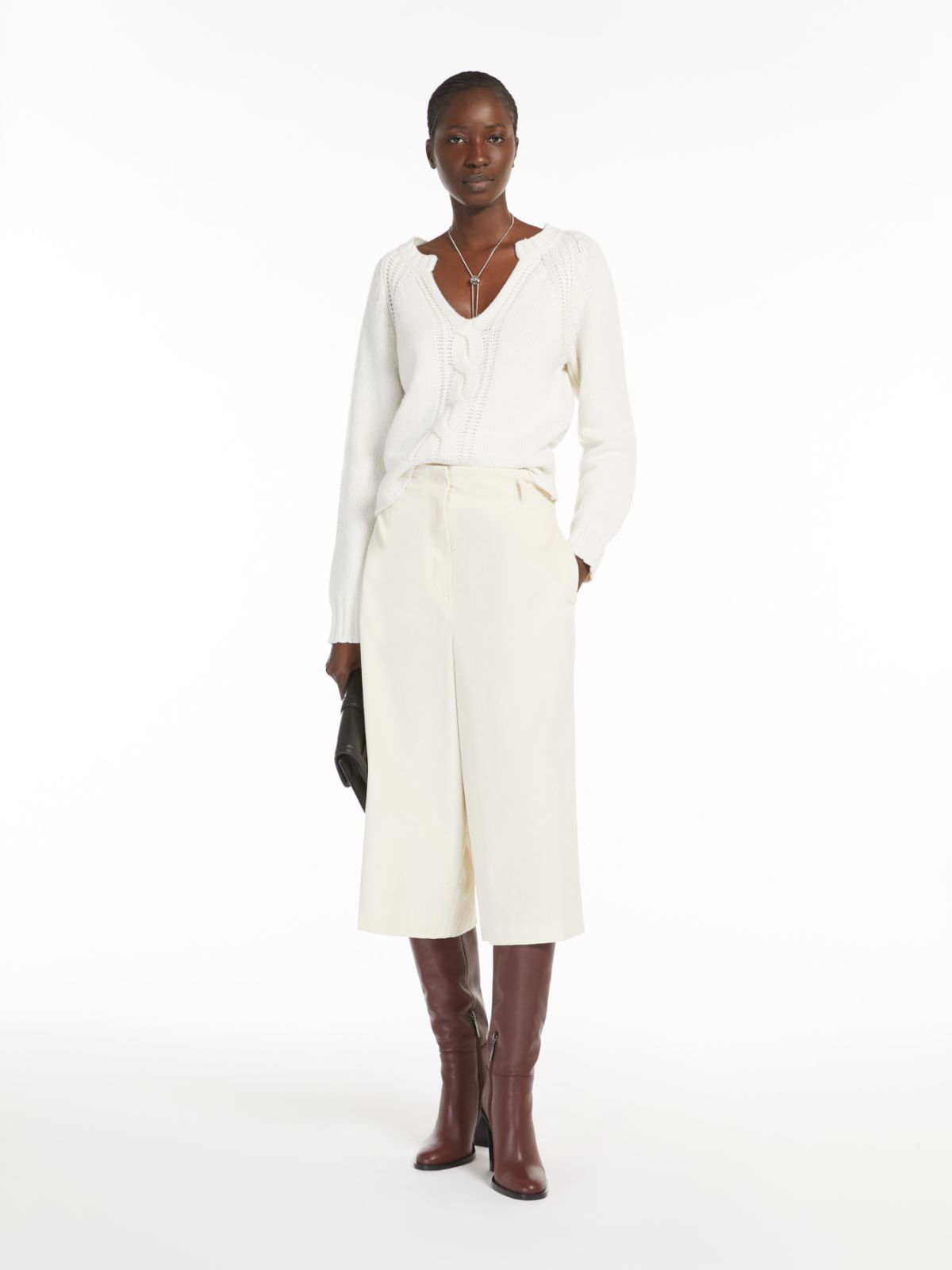 Cropped velvet trousers